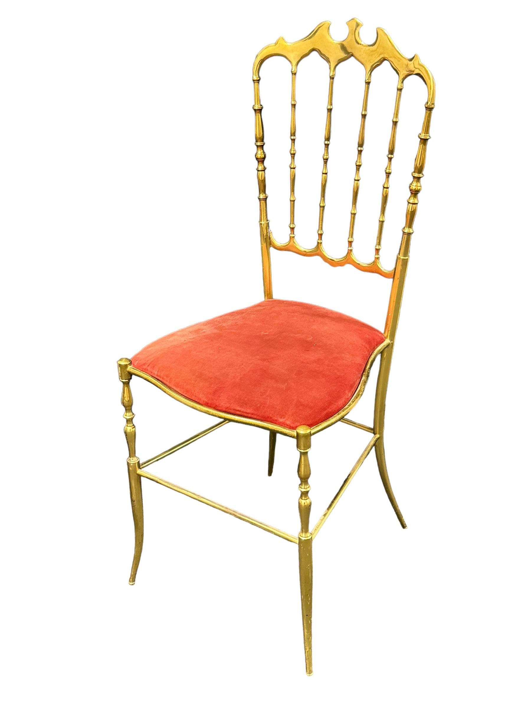 Solid Brass Italian Mid-Century Modern 'Chiavari' Vanity or Side Chair For Sale 5