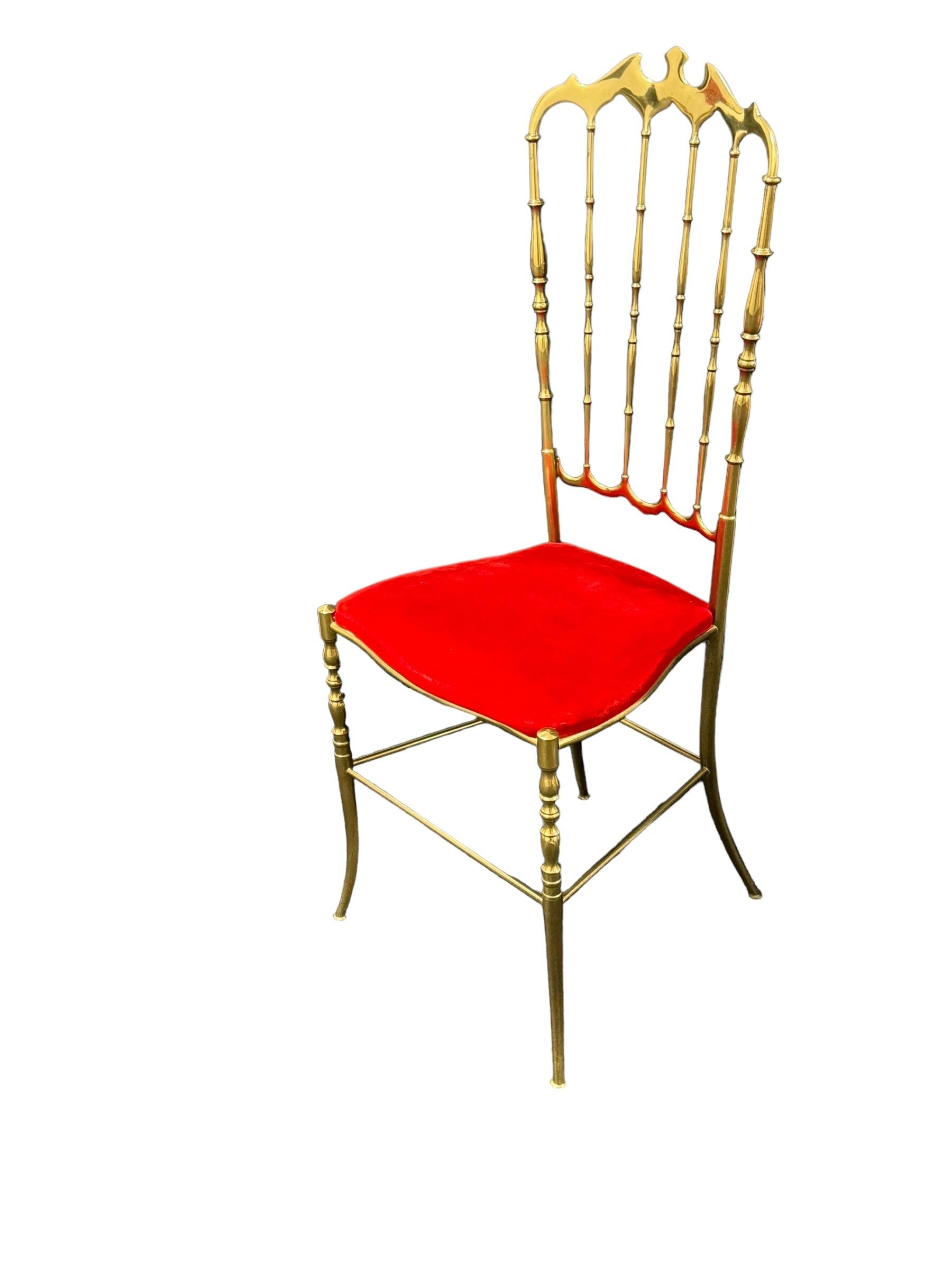 Solid Brass Italian Mid-Century Modern 'Chiavari' Vanity or Side Chair For Sale 5
