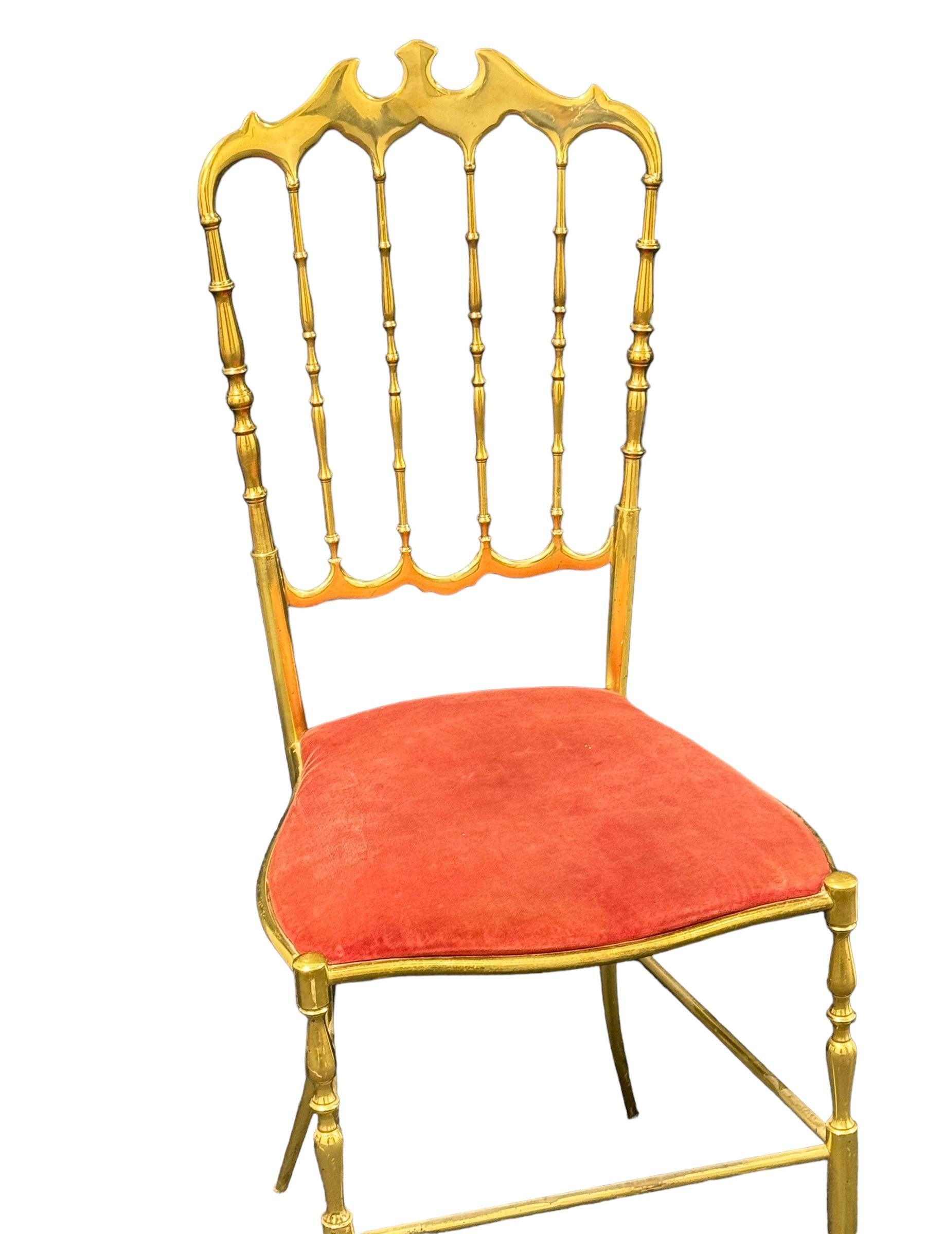 Solid Brass Italian Mid-Century Modern 'Chiavari' Vanity or Side Chair For Sale 6