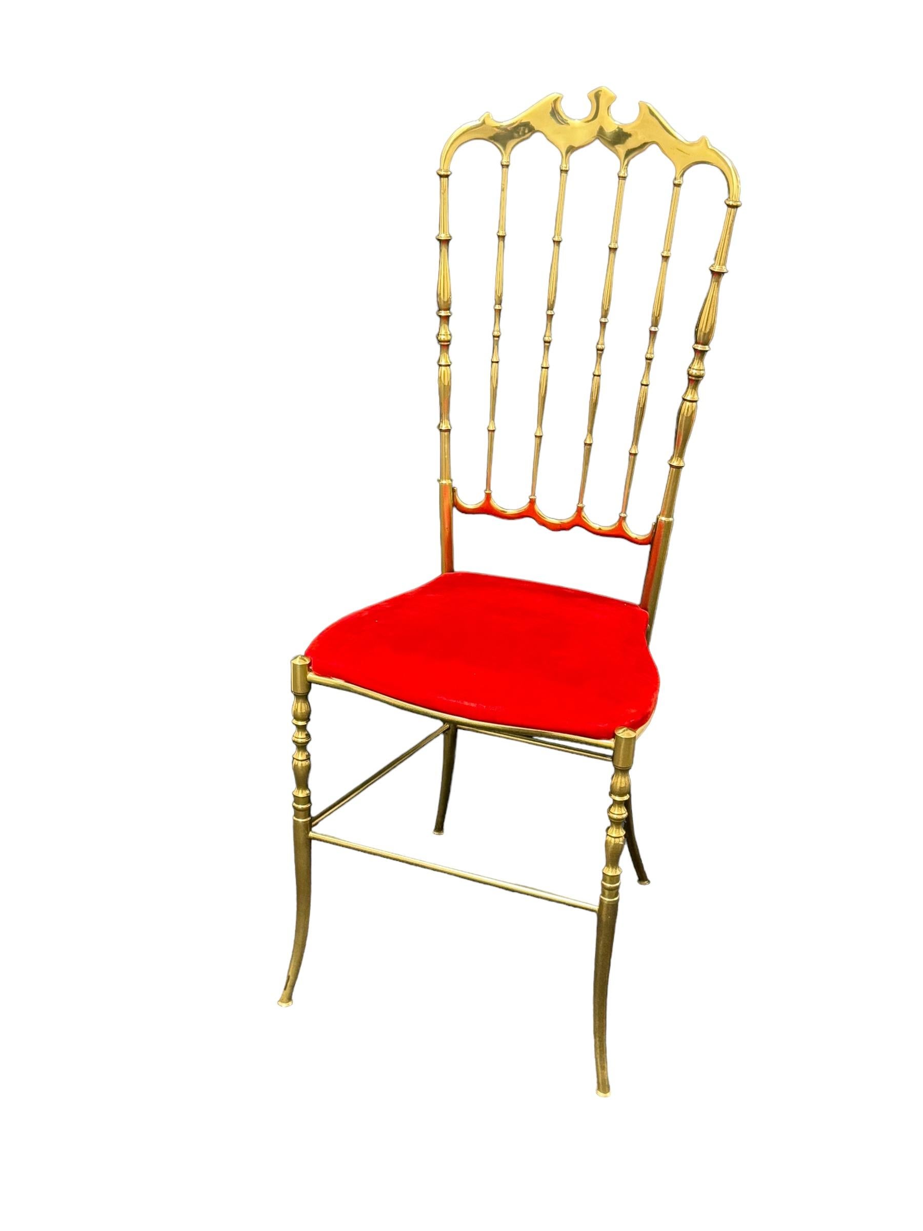 Solid Brass Italian Mid-Century Modern 'Chiavari' Vanity or Side Chair For Sale 6