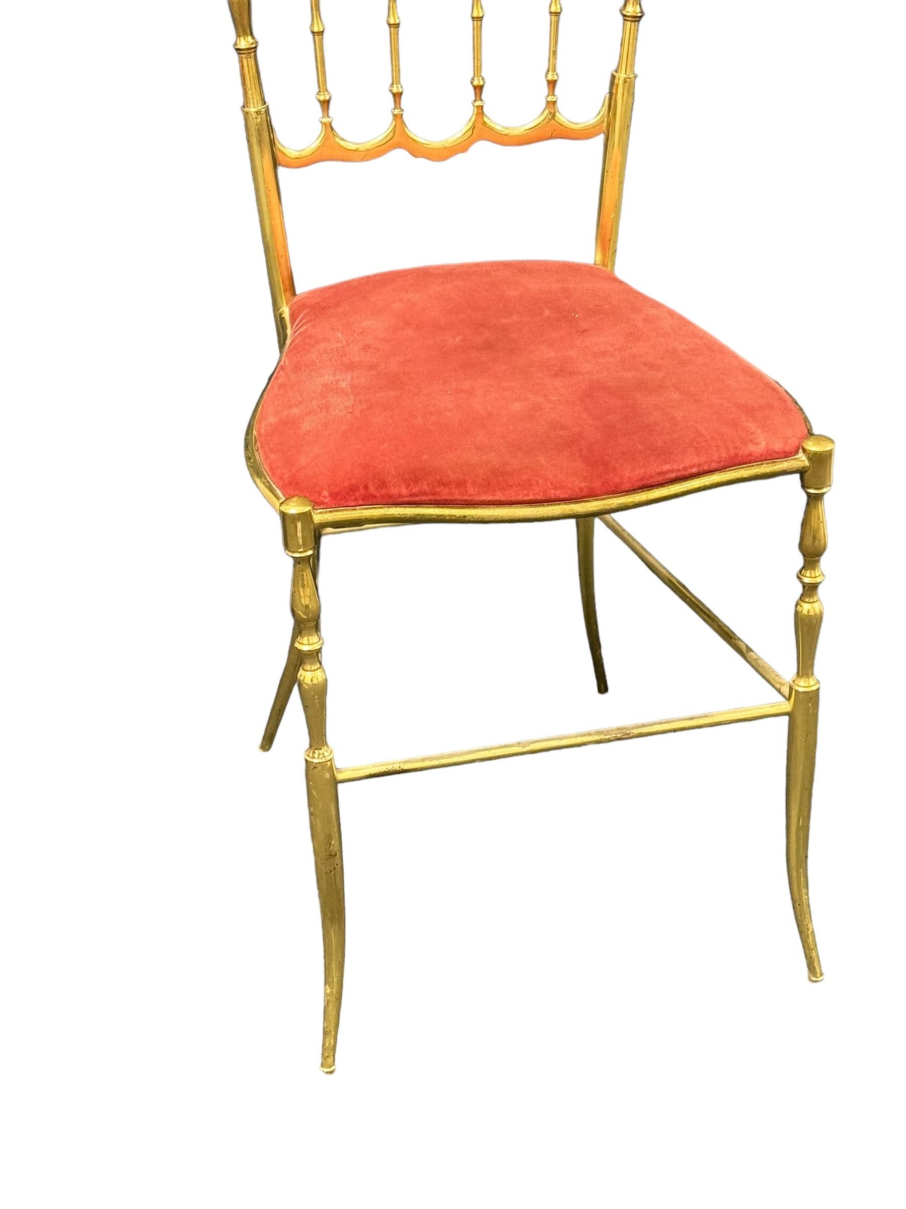 Solid Brass Italian Mid-Century Modern 'Chiavari' Vanity or Side Chair For Sale 7