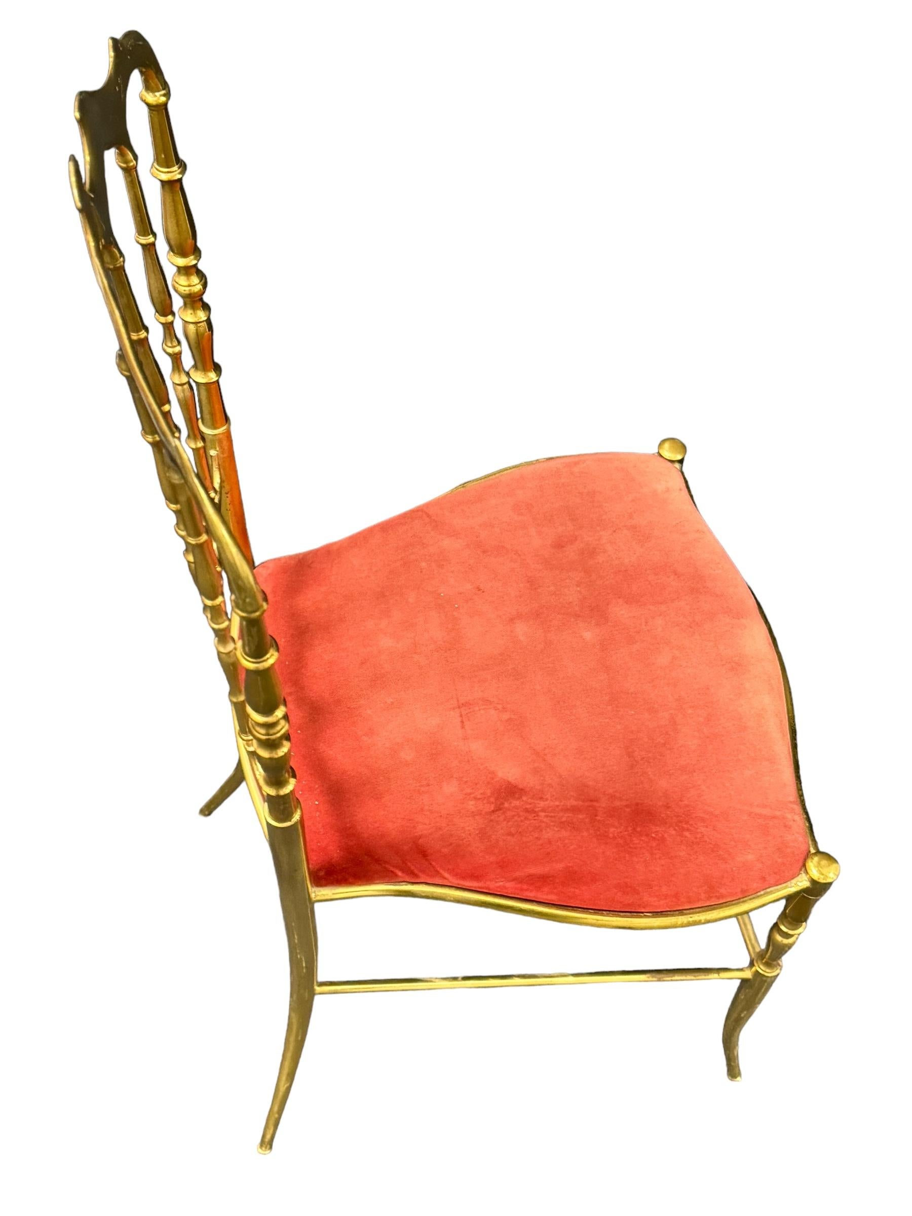 Solid Brass Italian Mid-Century Modern 'Chiavari' Vanity or Side Chair For Sale 8