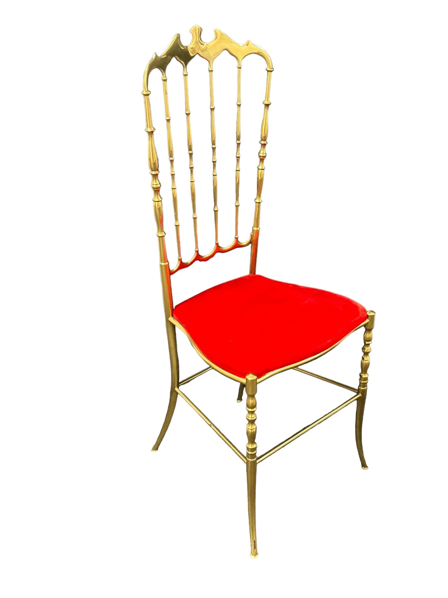 Solid Brass Italian Mid-Century Modern 'Chiavari' Vanity or Side Chair For Sale 8
