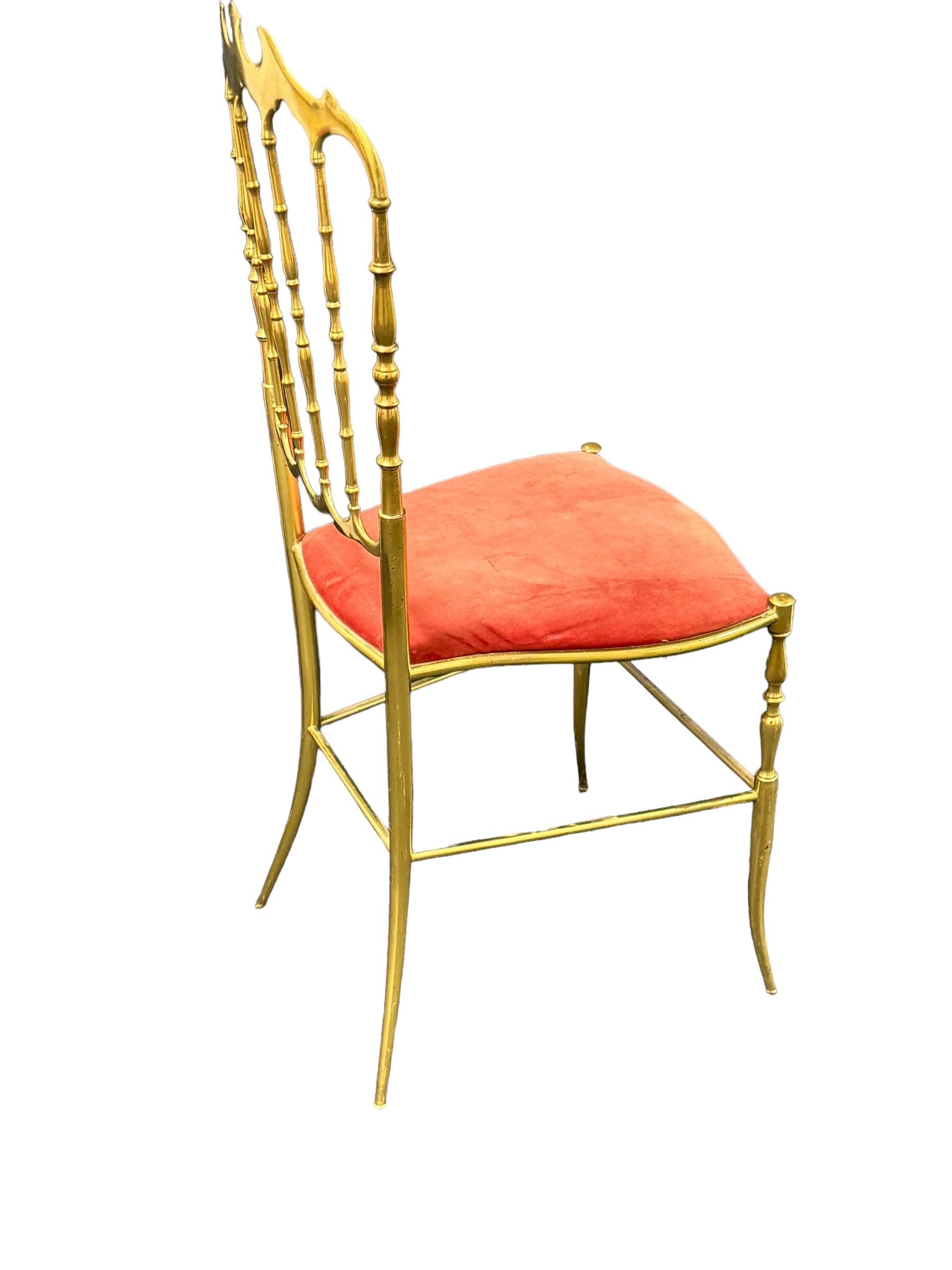 Solid Brass Italian Mid-Century Modern 'Chiavari' Vanity or Side Chair For Sale 9