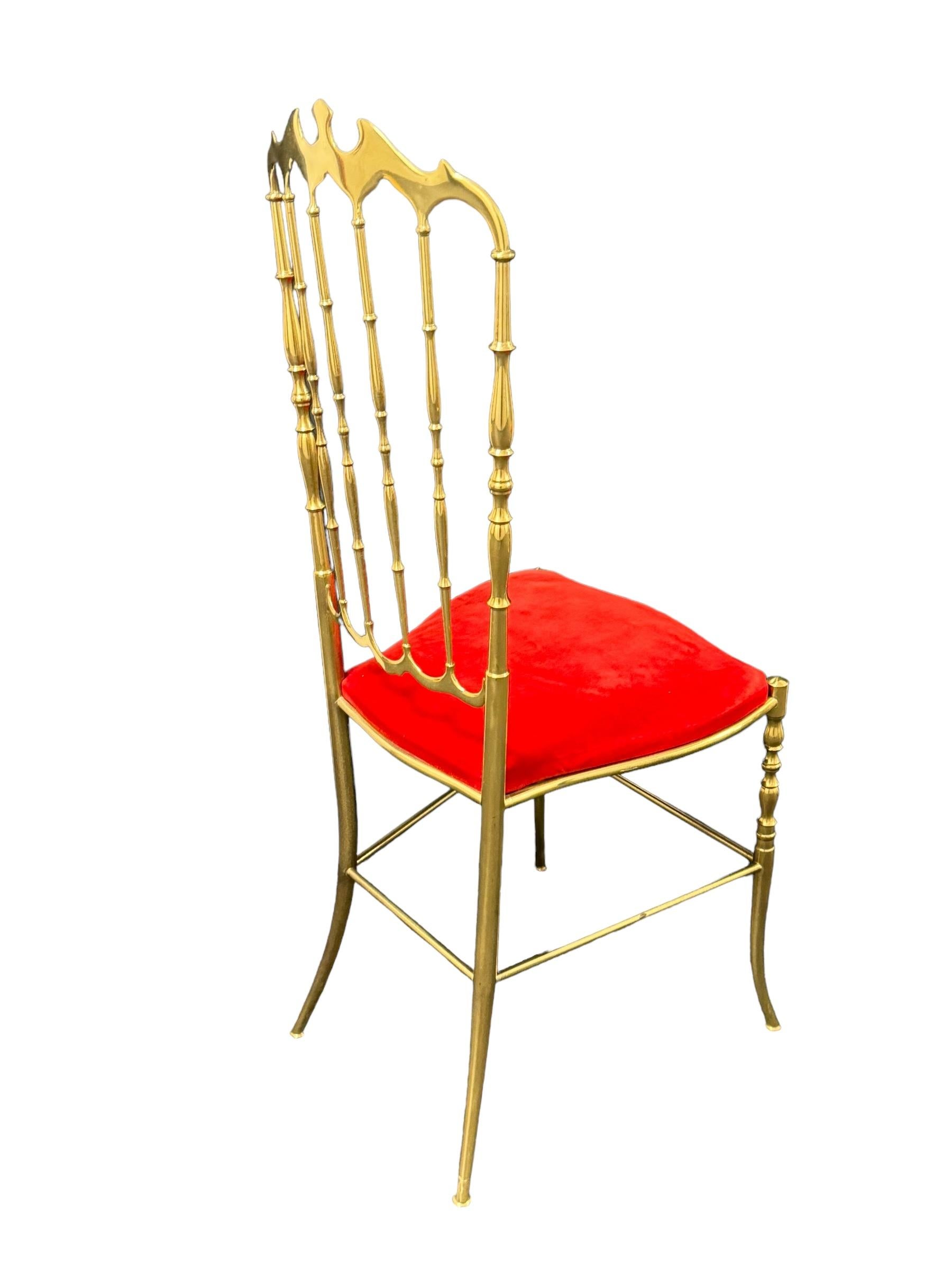 Solid Brass Italian Mid-Century Modern 'Chiavari' Vanity or Side Chair For Sale 9