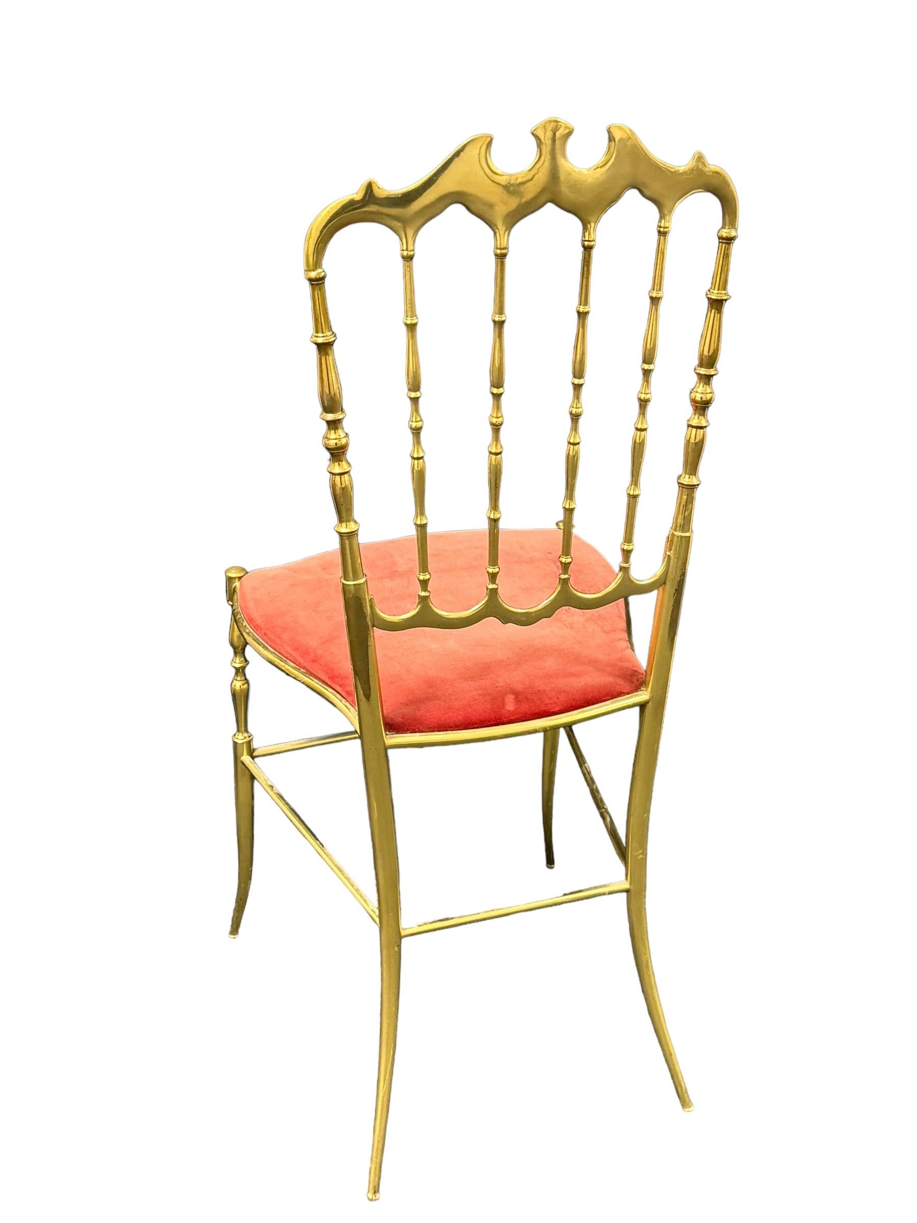 Solid Brass Italian Mid-Century Modern 'Chiavari' Vanity or Side Chair For Sale 10