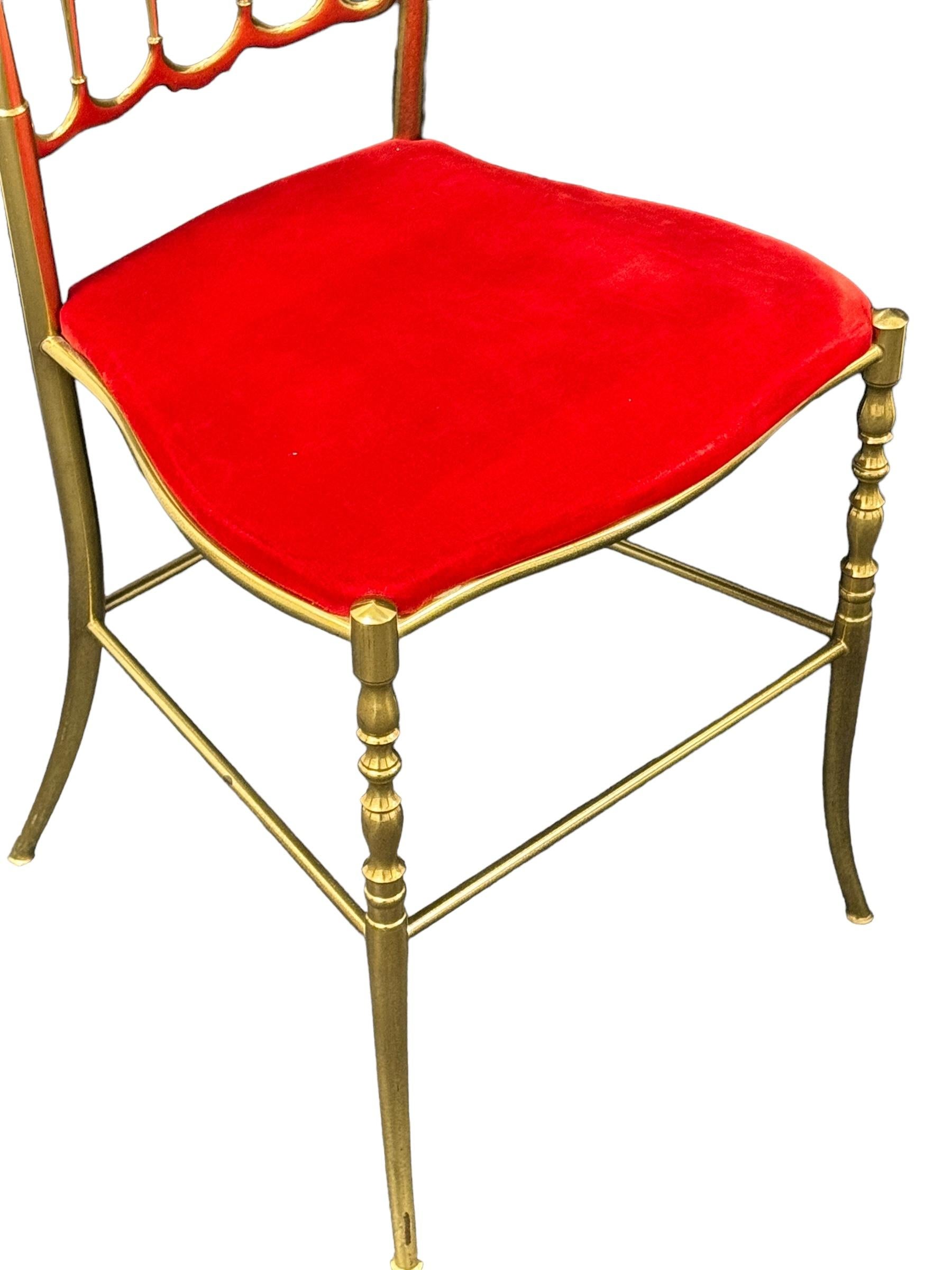 Solid Brass Italian Mid-Century Modern 'Chiavari' Vanity or Side Chair For Sale 10
