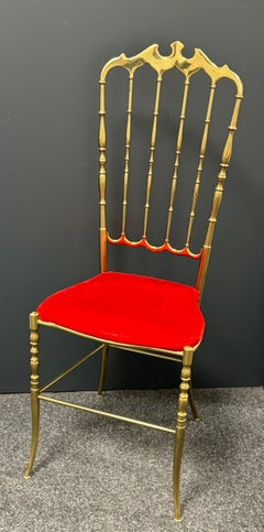 Solid Brass Italian Mid-Century Modern 'Chiavari' Vanity or Side Chair