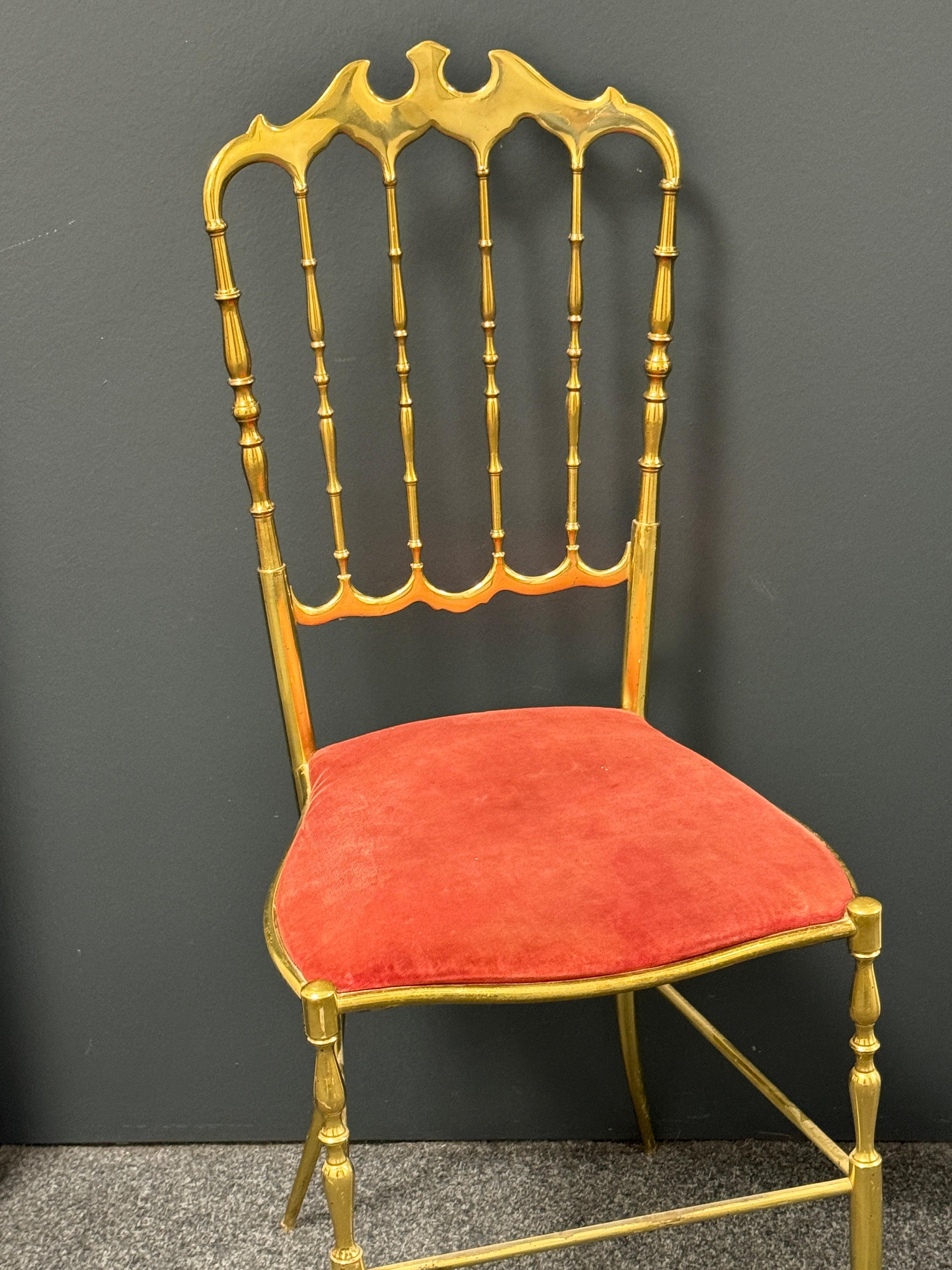 Solid Brass Italian Mid-Century Modern 'Chiavari' Vanity or Side Chair In Good Condition For Sale In Nuernberg, DE