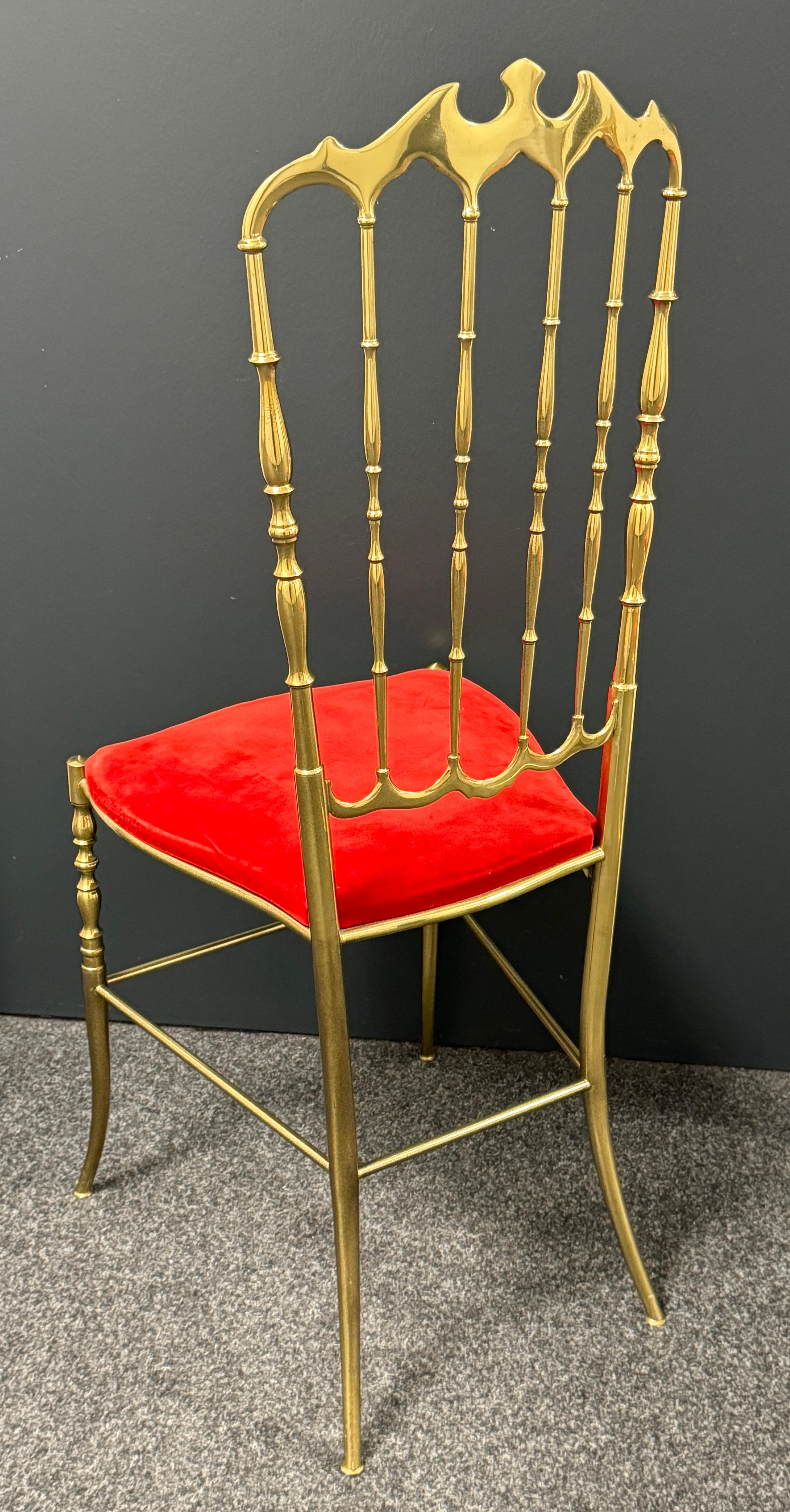 Solid Brass Italian Mid-Century Modern 'Chiavari' Vanity or Side Chair In Good Condition For Sale In Nuernberg, DE