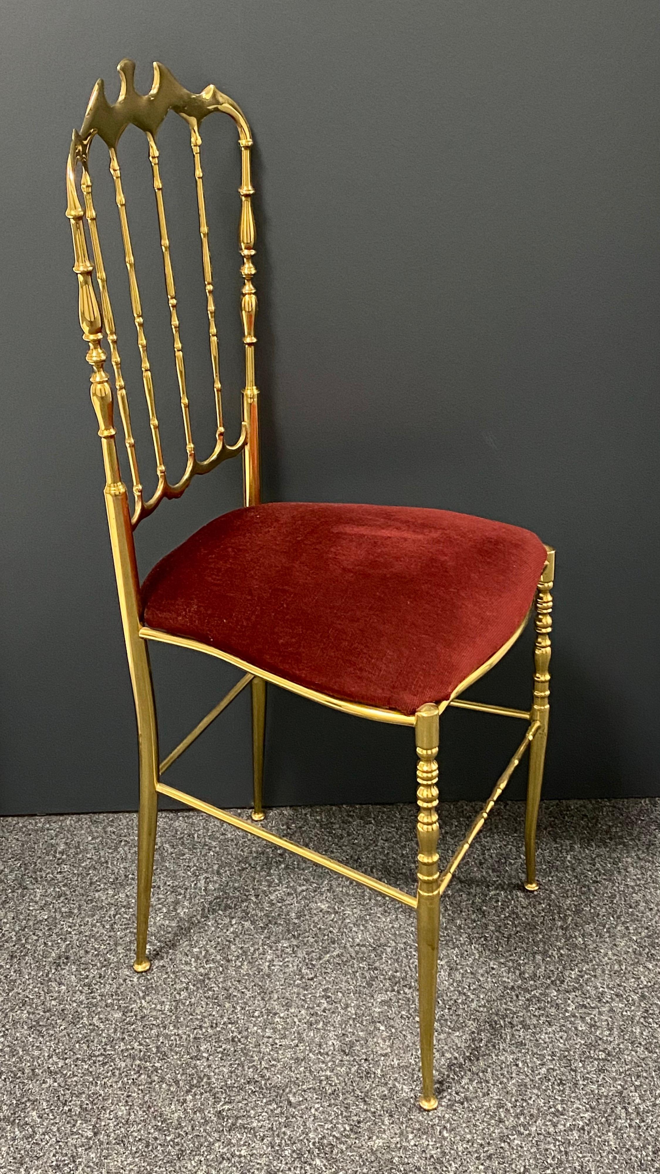 Mid-20th Century Solid Brass Italian Mid-Century Modern 'Chiavari' Vanity or Side Chair