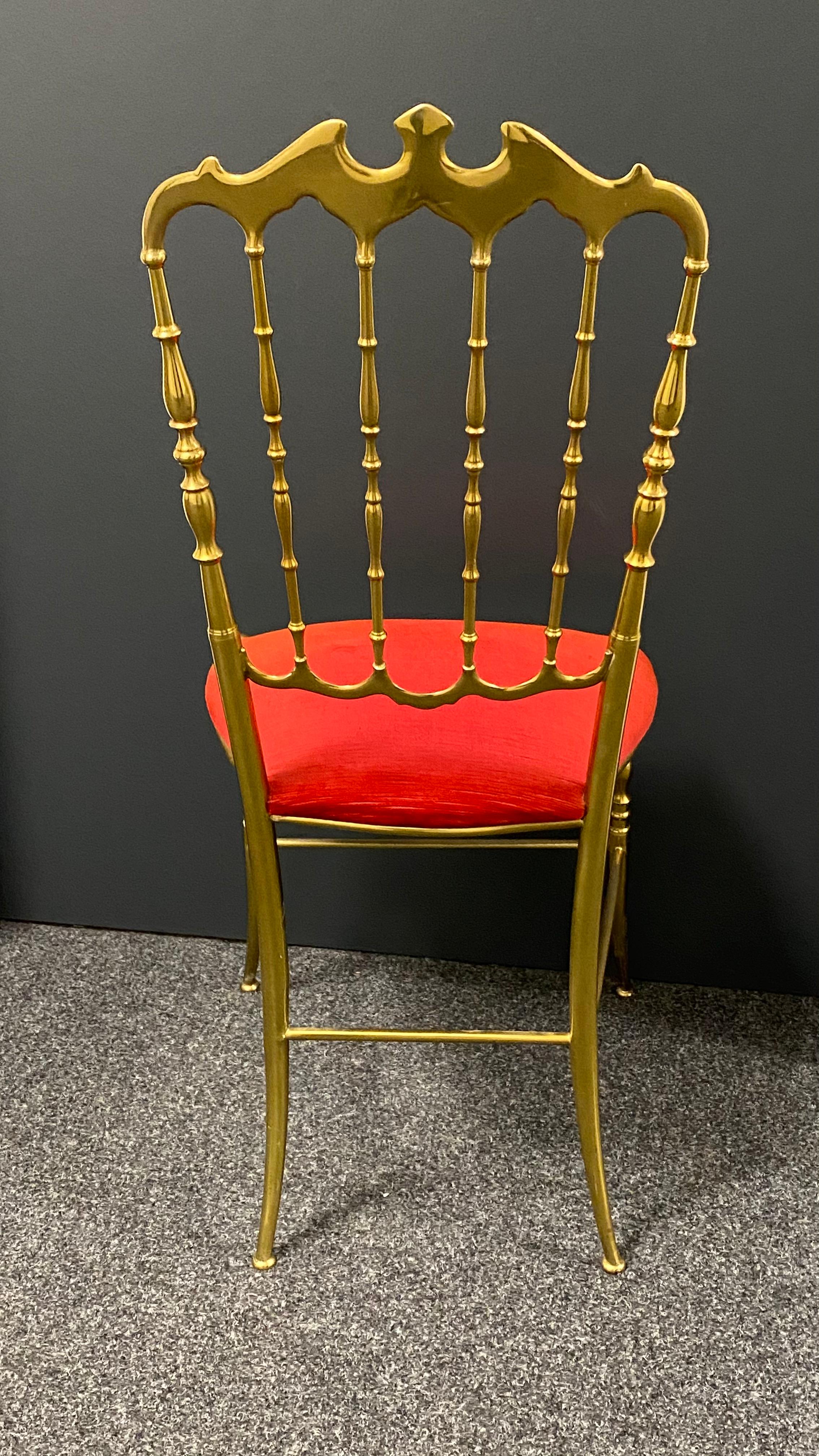 Mid-20th Century Solid Brass Italian Mid-Century Modern 'Chiavari' Vanity or Side Chair