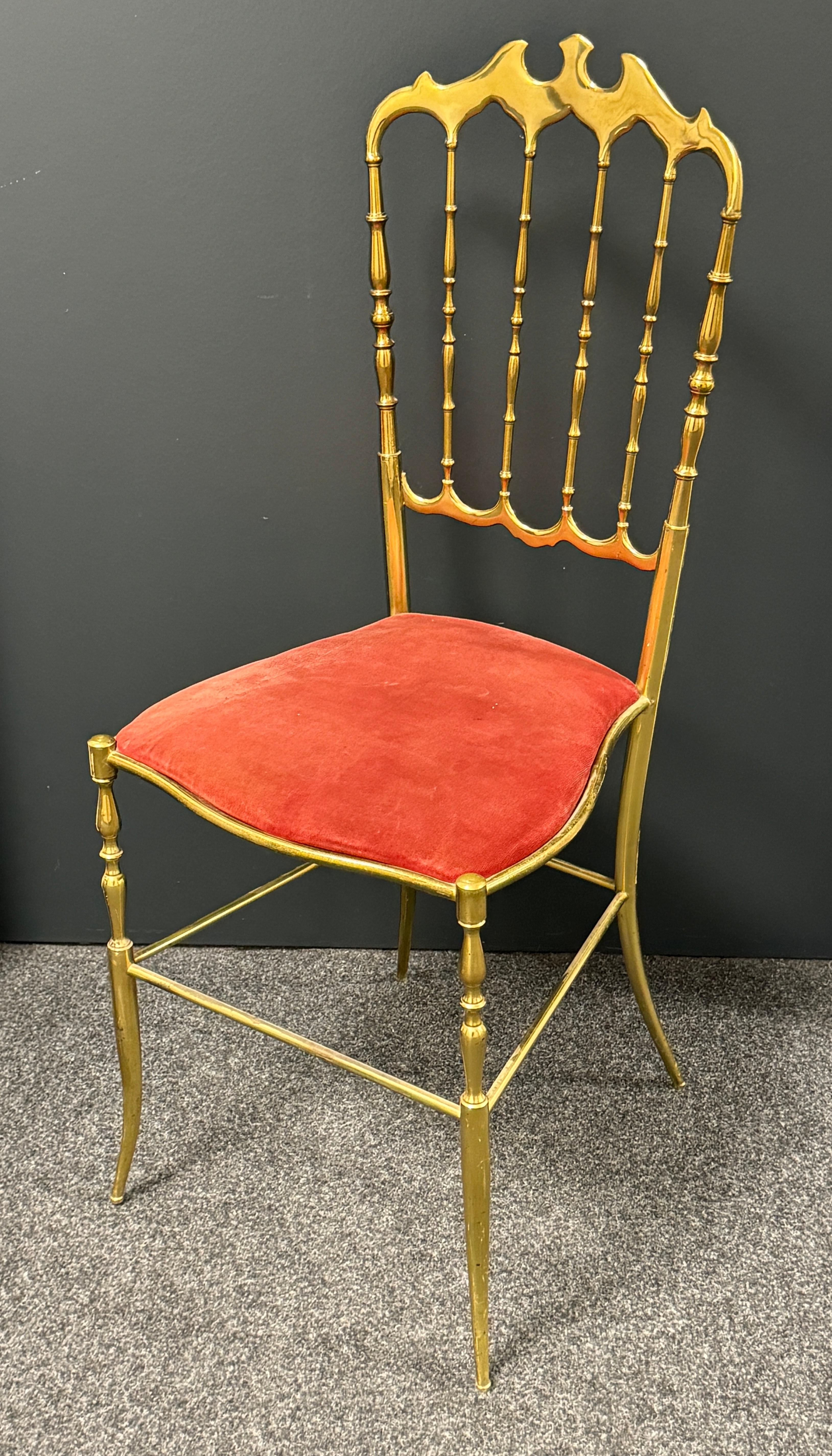 Mid-20th Century Solid Brass Italian Mid-Century Modern 'Chiavari' Vanity or Side Chair For Sale