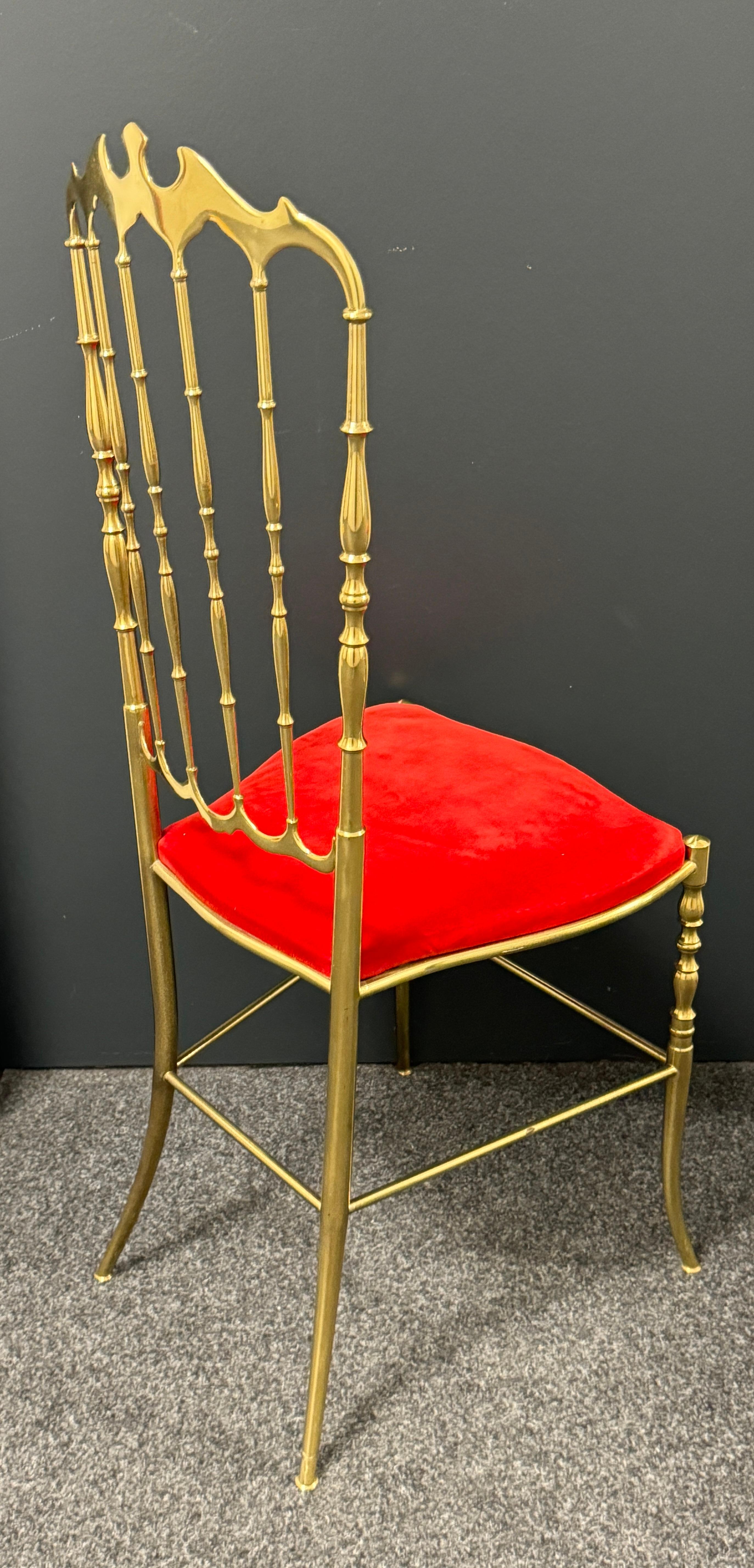 Mid-20th Century Solid Brass Italian Mid-Century Modern 'Chiavari' Vanity or Side Chair For Sale