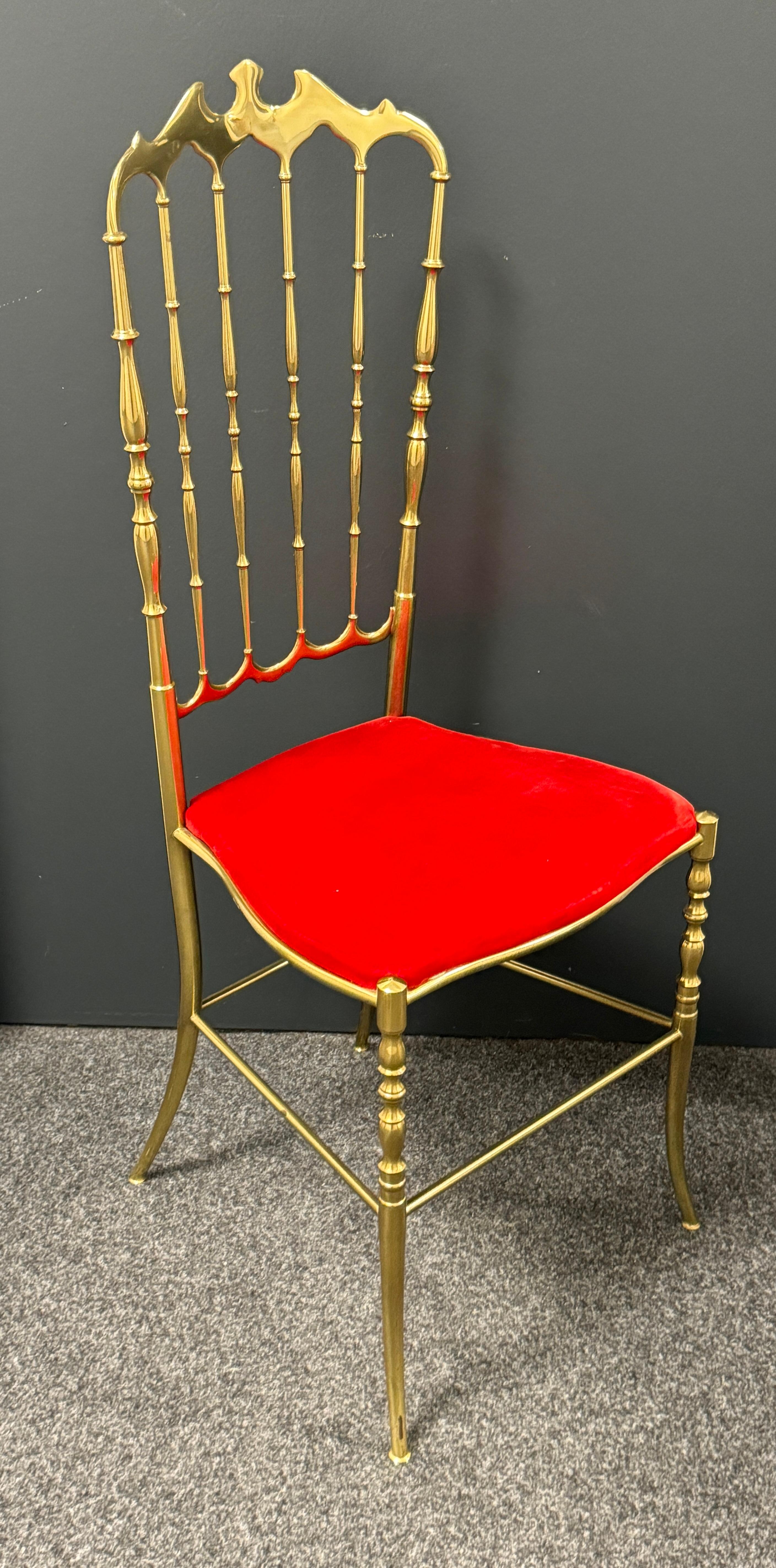 Solid Brass Italian Mid-Century Modern 'Chiavari' Vanity or Side Chair For Sale 1