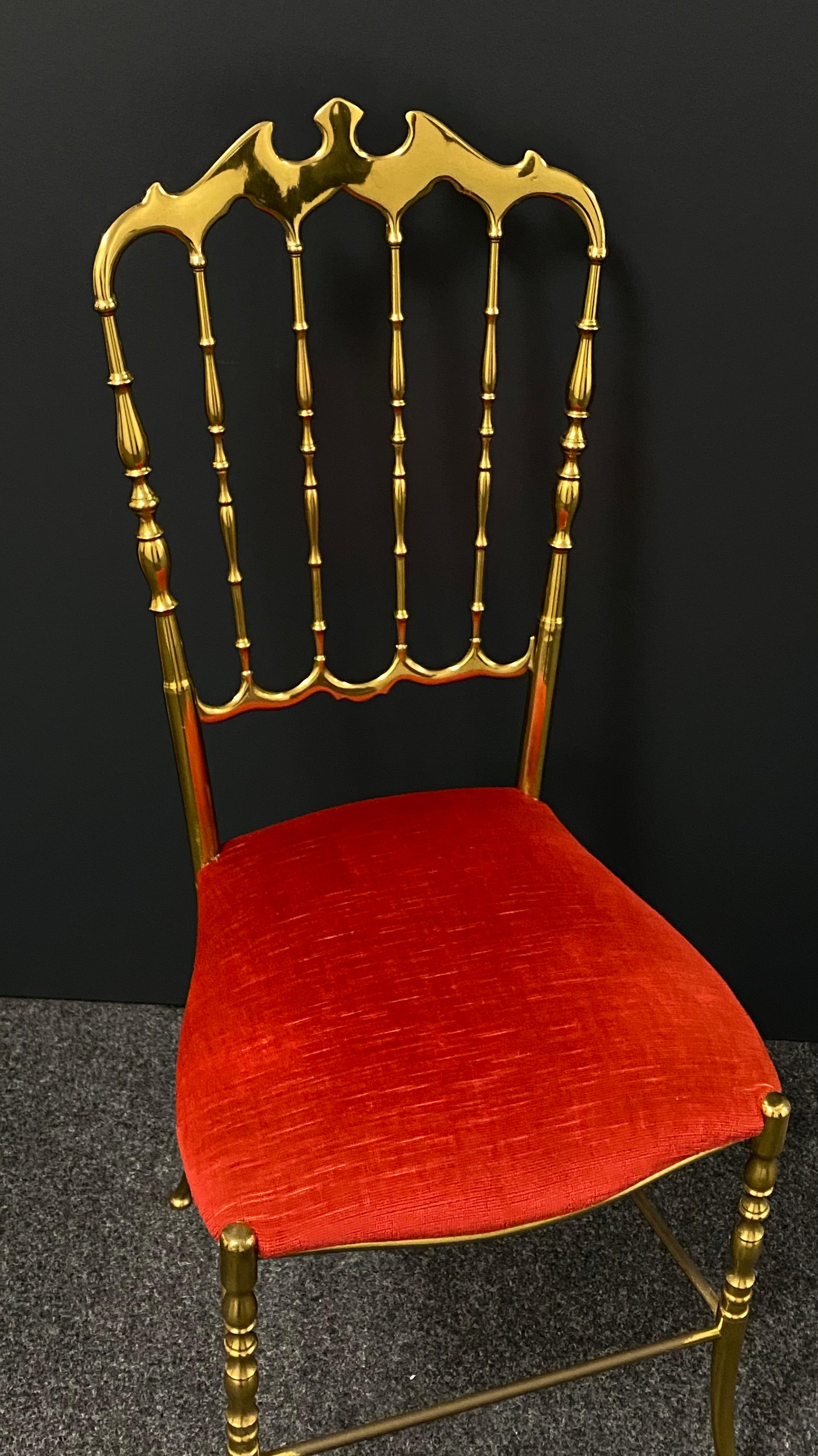 Solid Brass Italian Mid-Century Modern 'Chiavari' Vanity or Side Chair 2