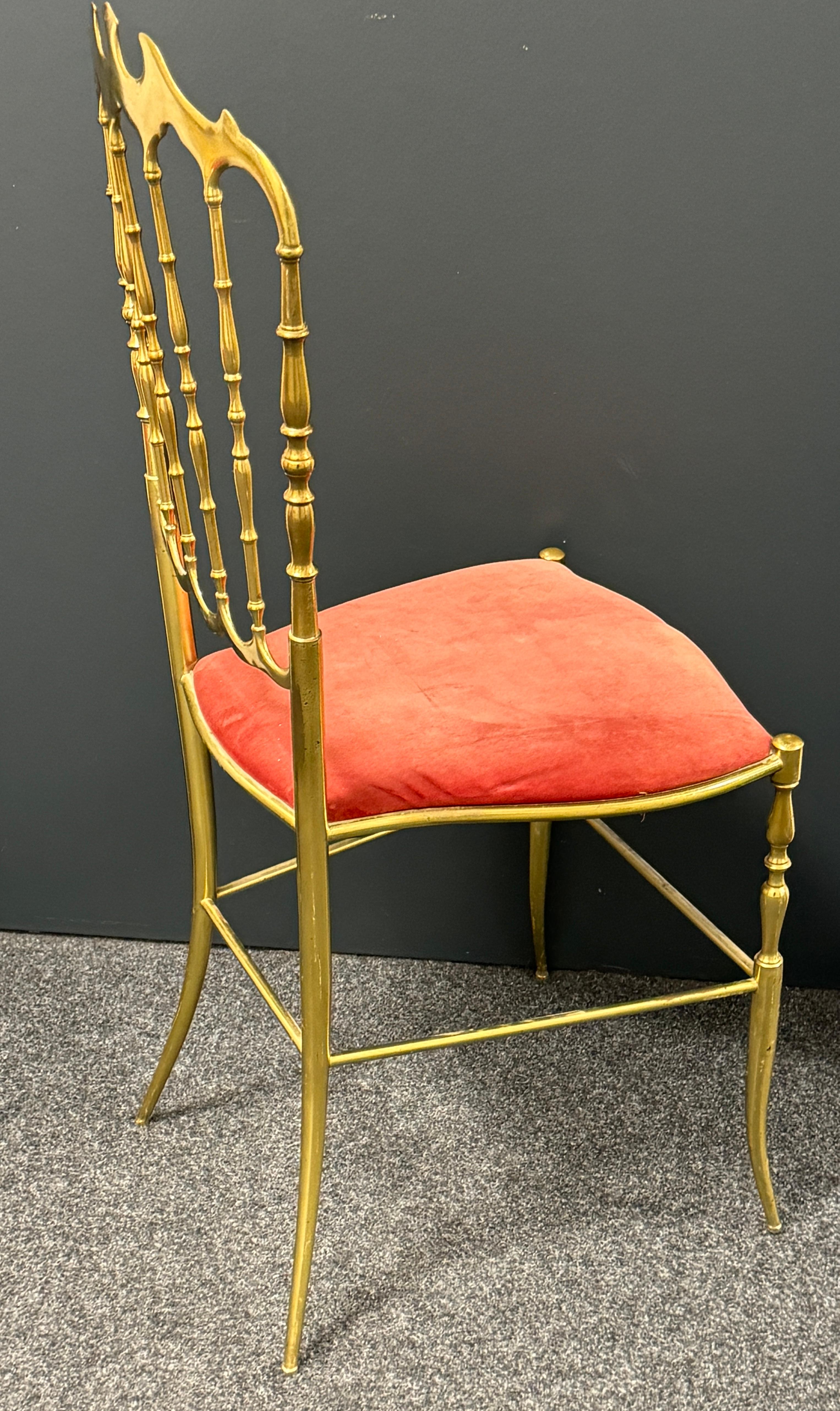 Solid Brass Italian Mid-Century Modern 'Chiavari' Vanity or Side Chair For Sale 2