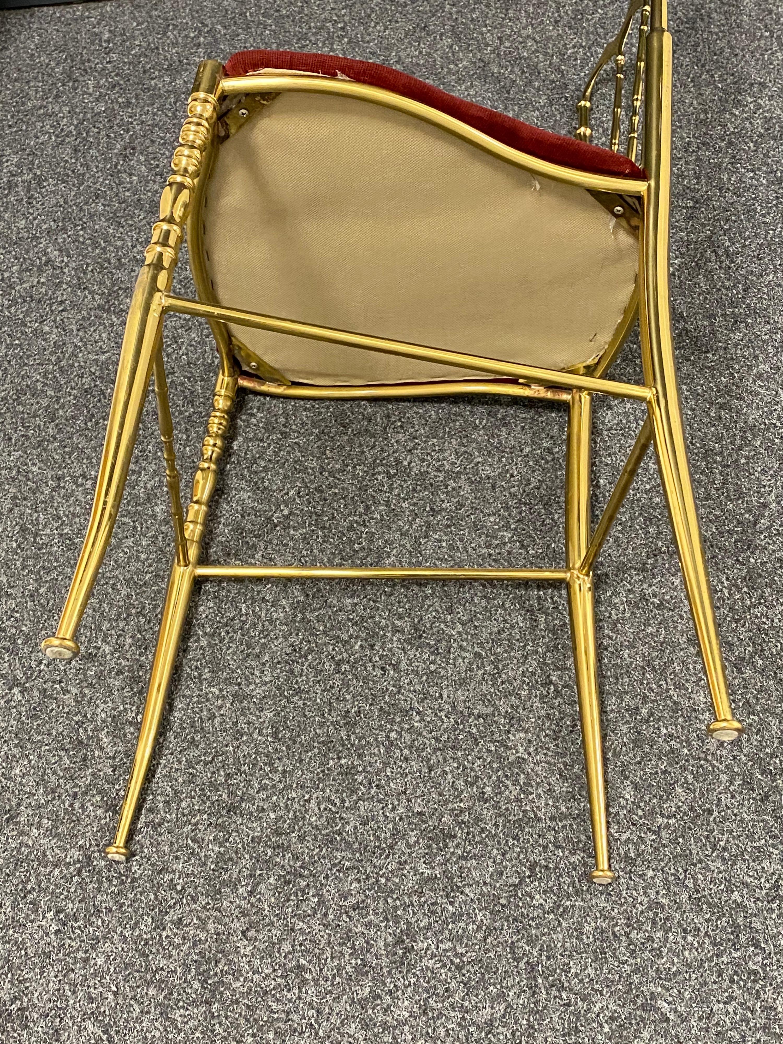 Solid Brass Italian Mid-Century Modern 'Chiavari' Vanity or Side Chair 3