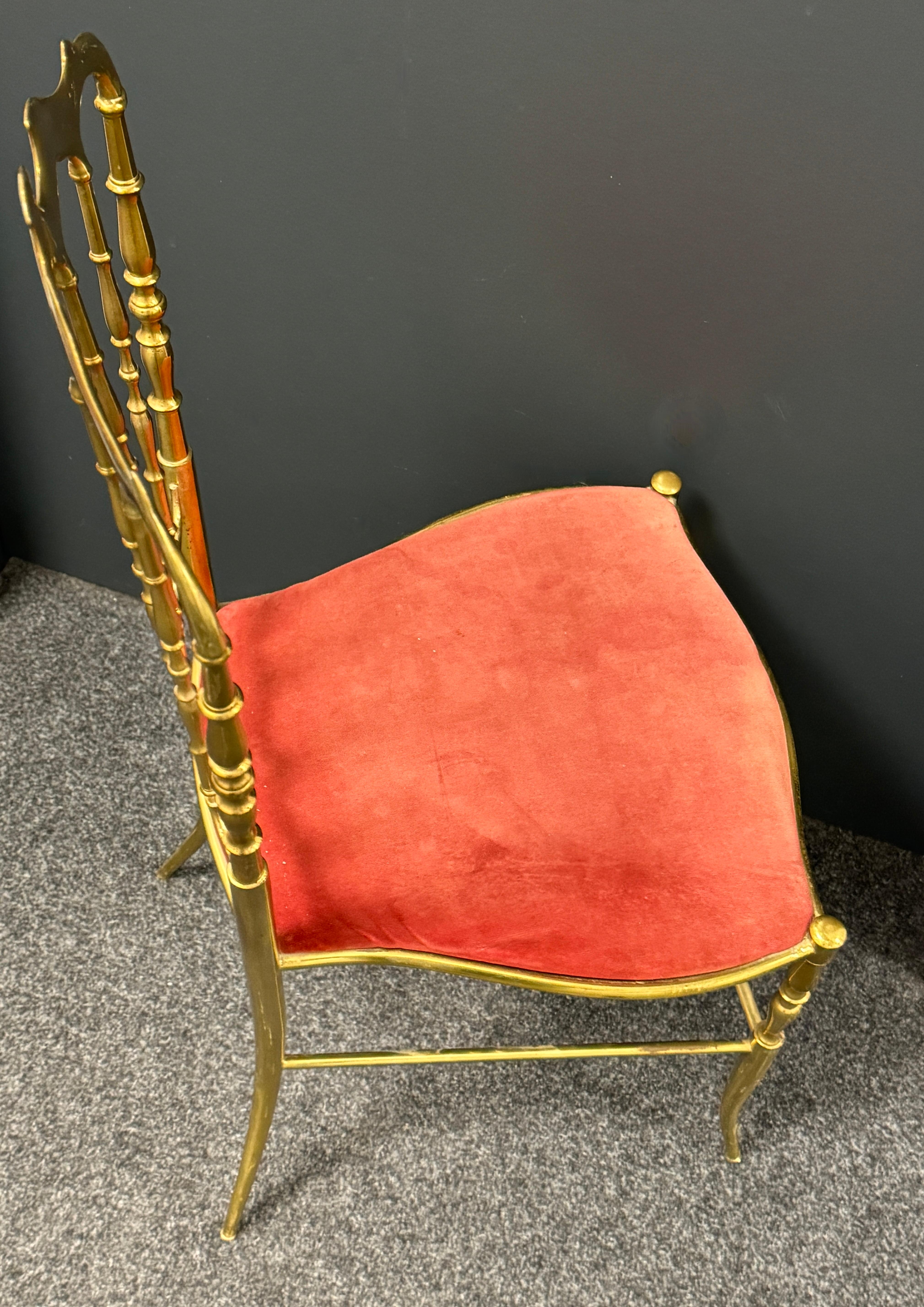 Solid Brass Italian Mid-Century Modern 'Chiavari' Vanity or Side Chair For Sale 3