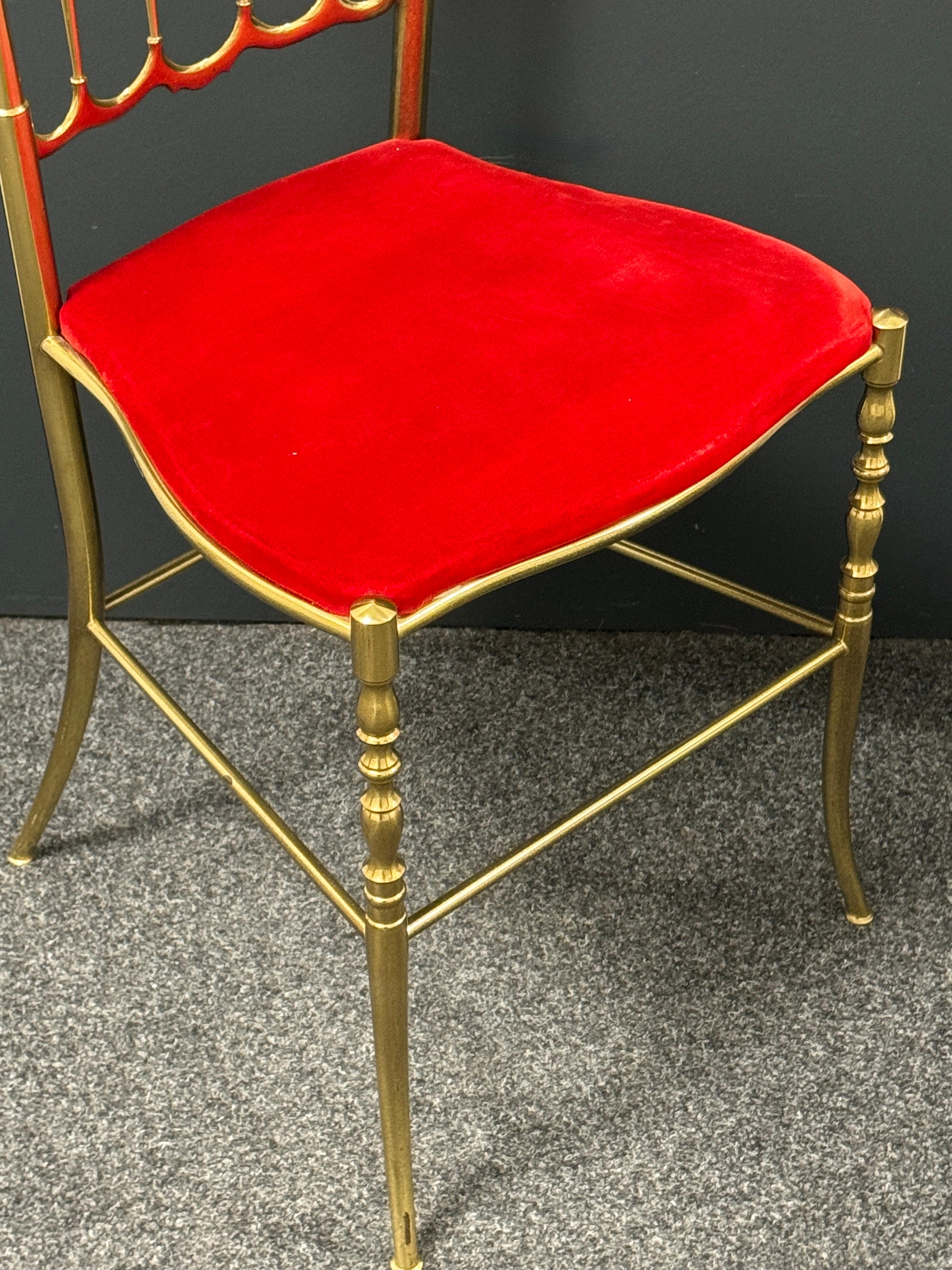 Solid Brass Italian Mid-Century Modern 'Chiavari' Vanity or Side Chair For Sale 3