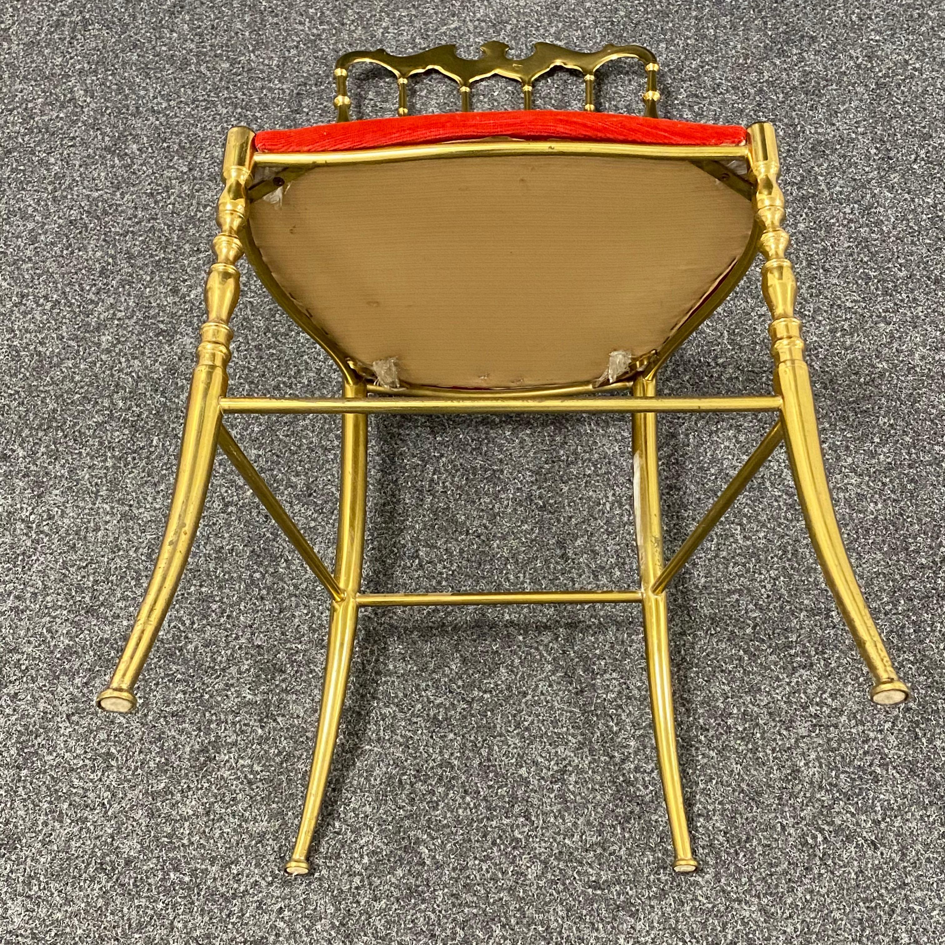 Solid Brass Italian Mid-Century Modern 'Chiavari' Vanity or Side Chair 4