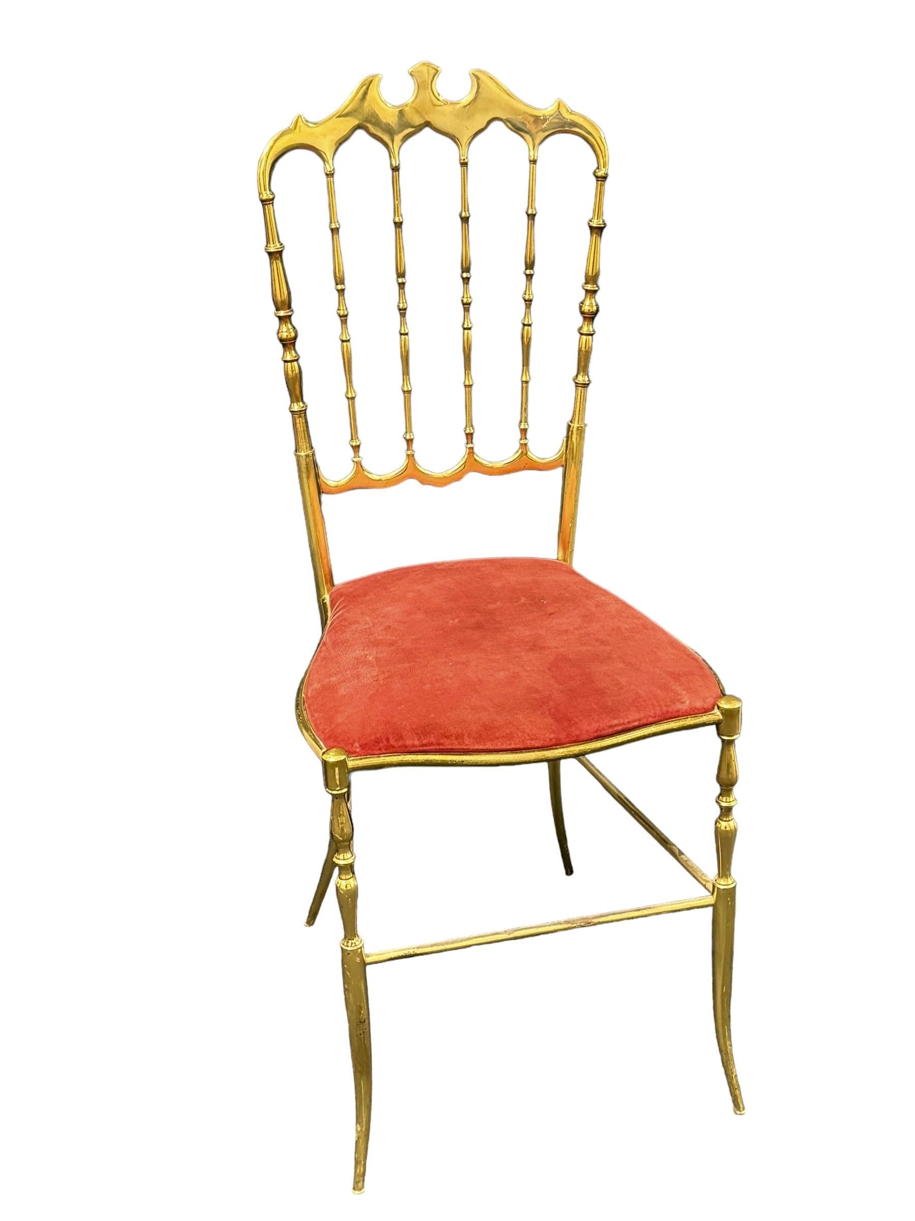 Solid Brass Italian Mid-Century Modern 'Chiavari' Vanity or Side Chair For Sale 4