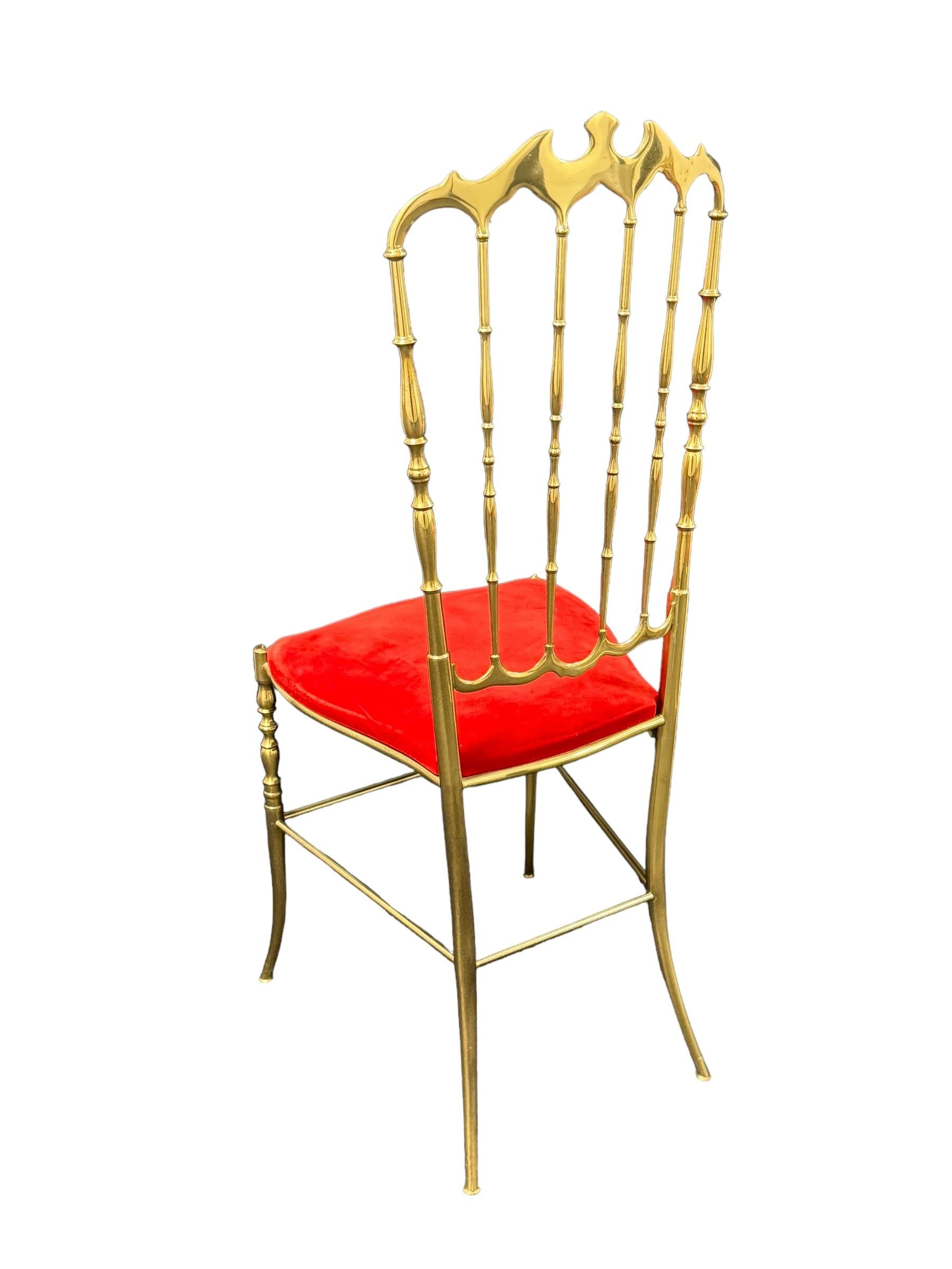 Solid Brass Italian Mid-Century Modern 'Chiavari' Vanity or Side Chair For Sale 4