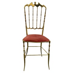 Vintage Solid Brass Italian Mid-Century Modern 'Chiavari' Vanity or Side Chair