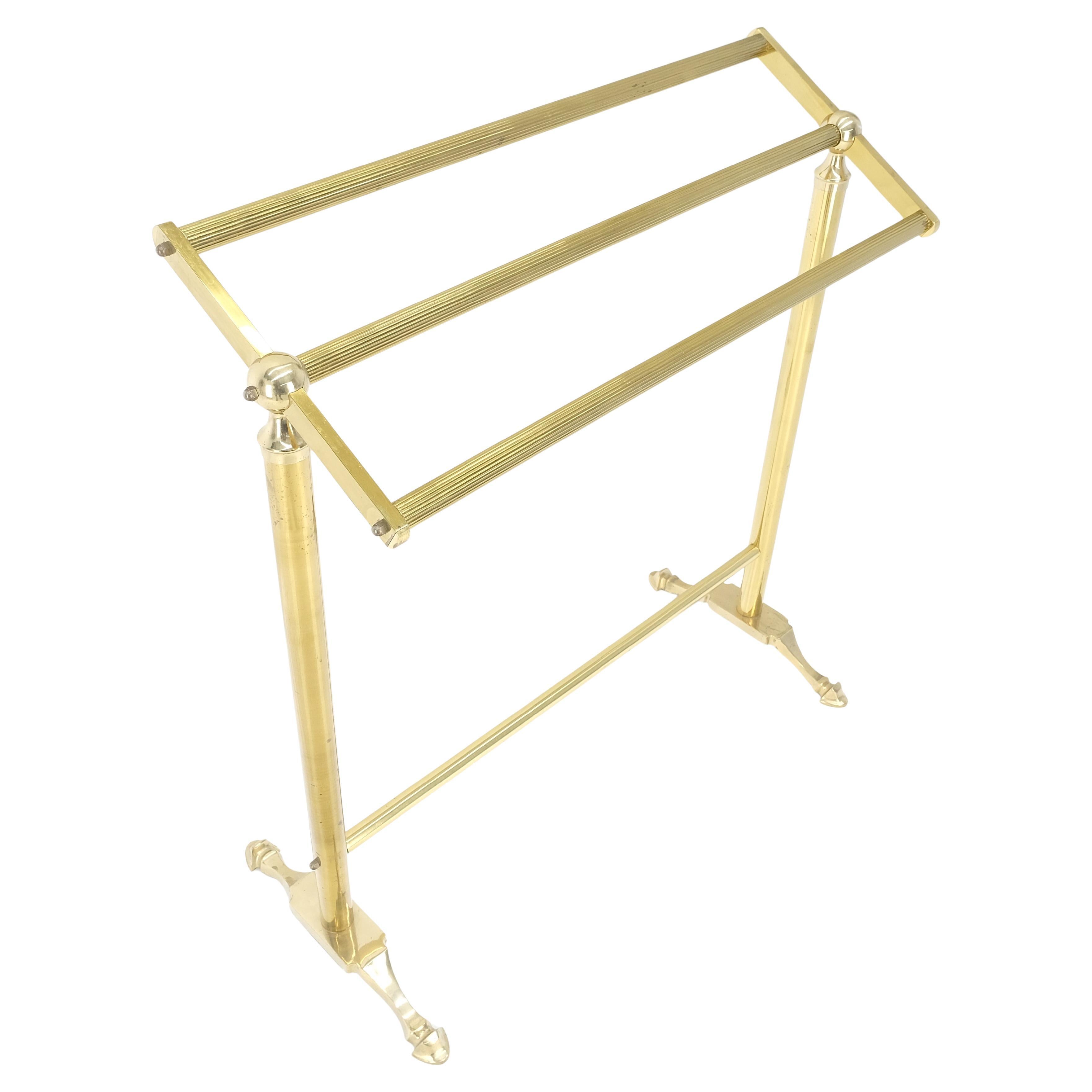 Solid Brass Italian Mid Century Modern Hoof Style Feet Towel Rack MINT