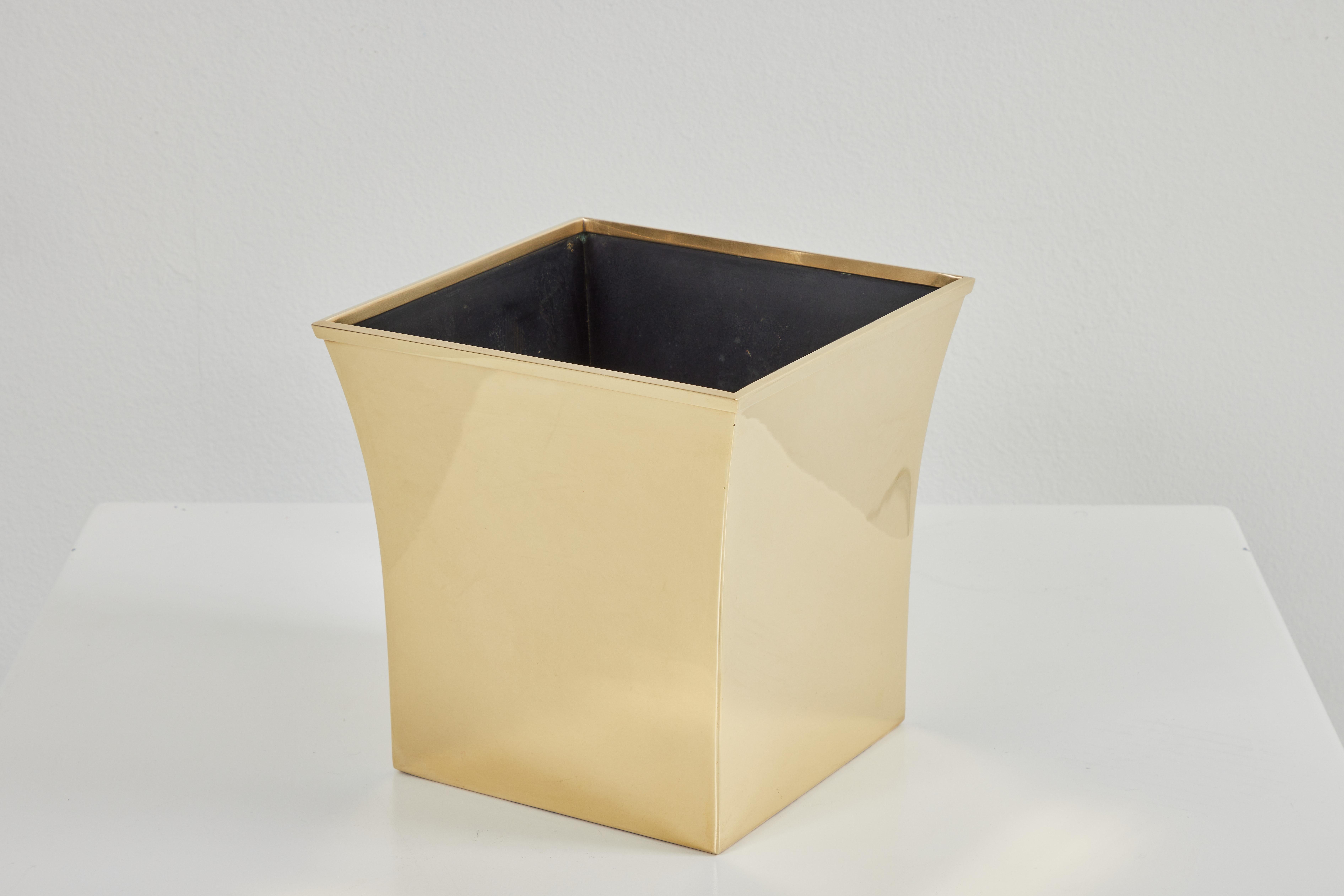 Mid-Century Modern Solid Brass JMF Waste Basket by Karl Springer