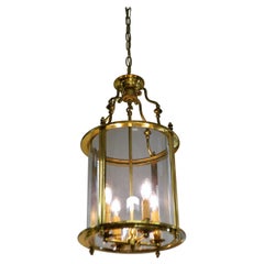 Solid Brass Lantern with Four-Light from France, circa 1950