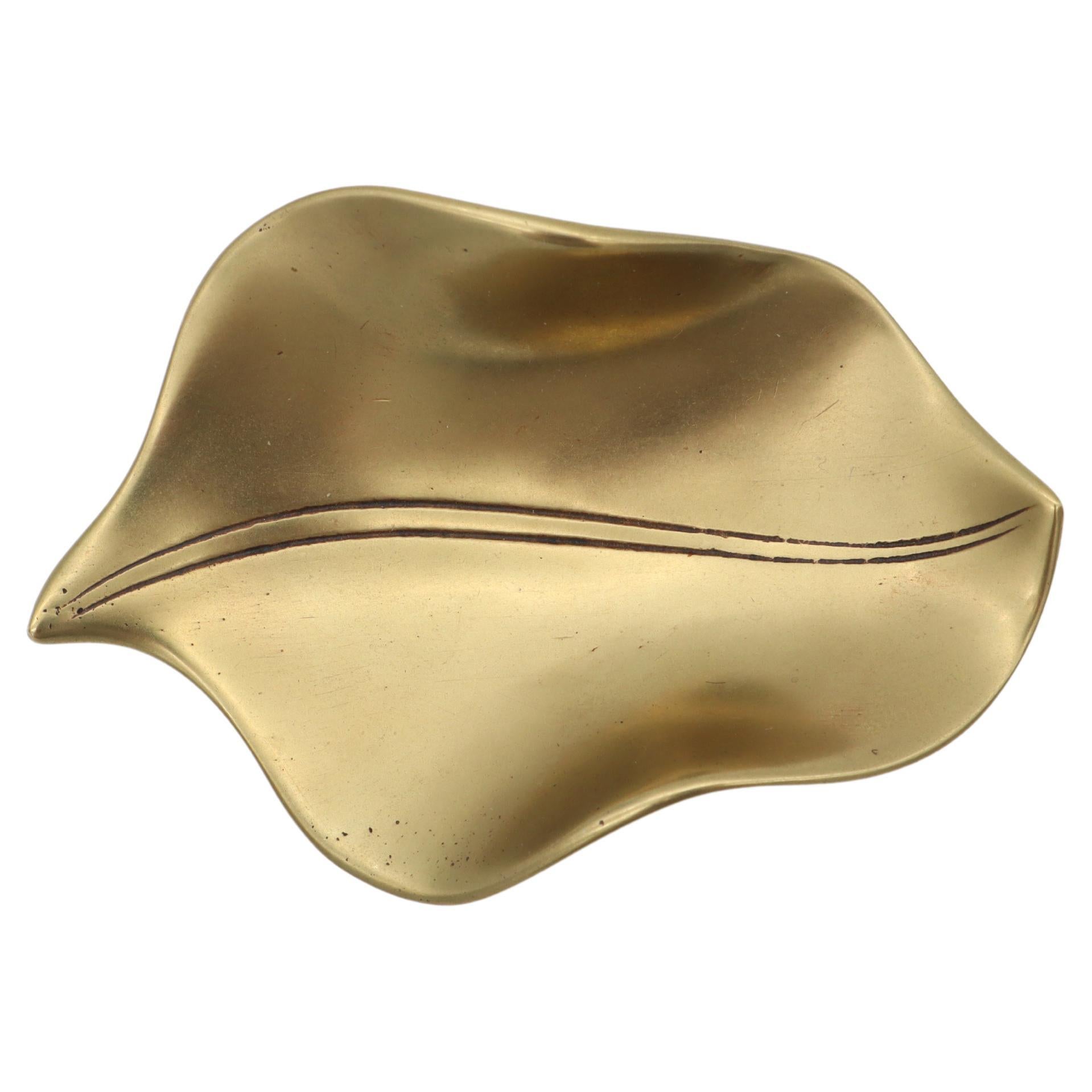 Solid Brass Leaf Ashtray by Auböck, 1950 For Sale