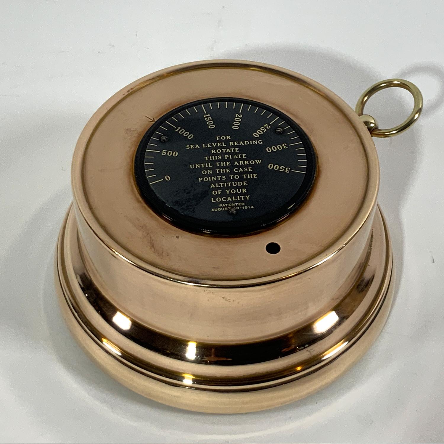 Solid Brass Library Barometer 1914 In Good Condition For Sale In Norwell, MA