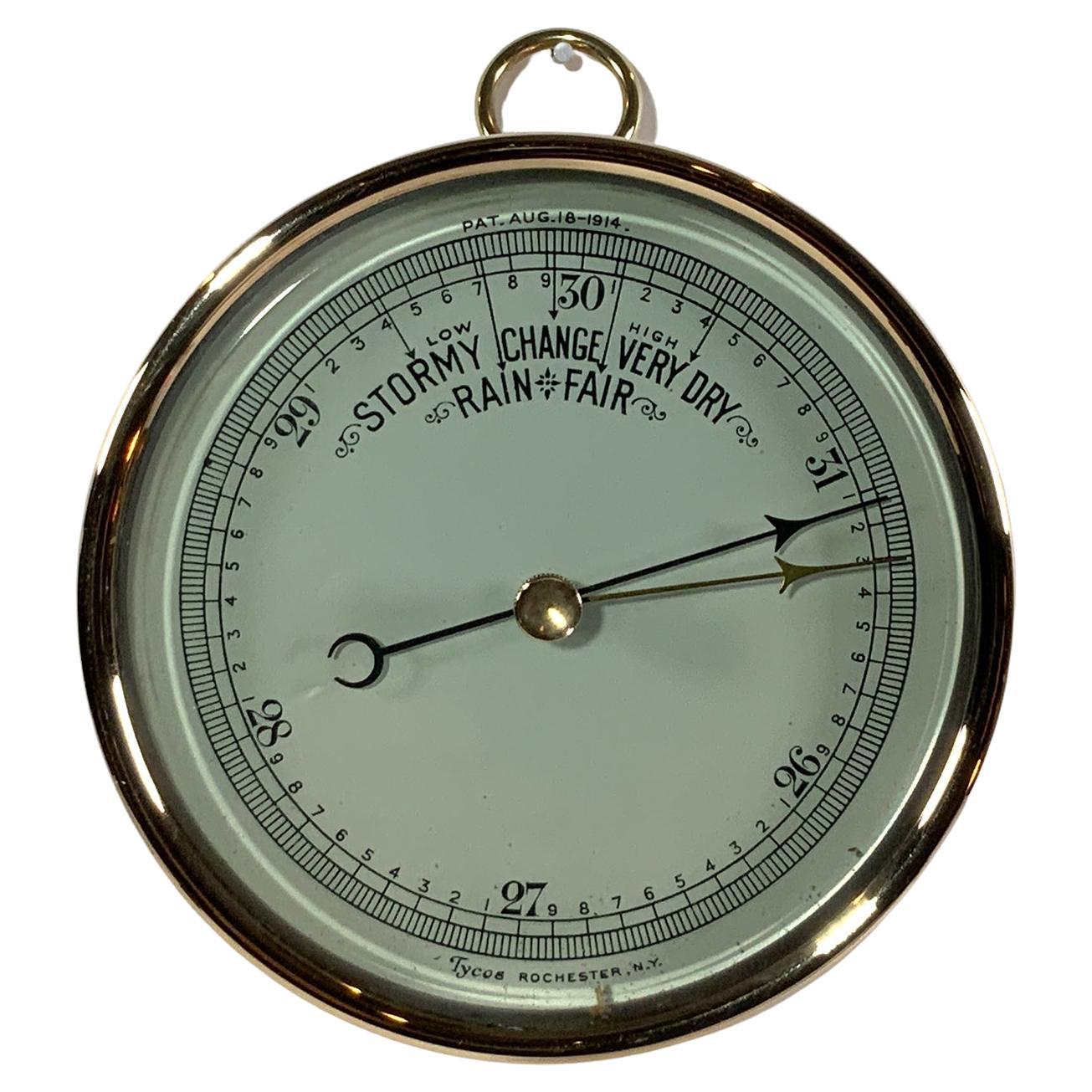 Solid Brass Library Barometer 1914