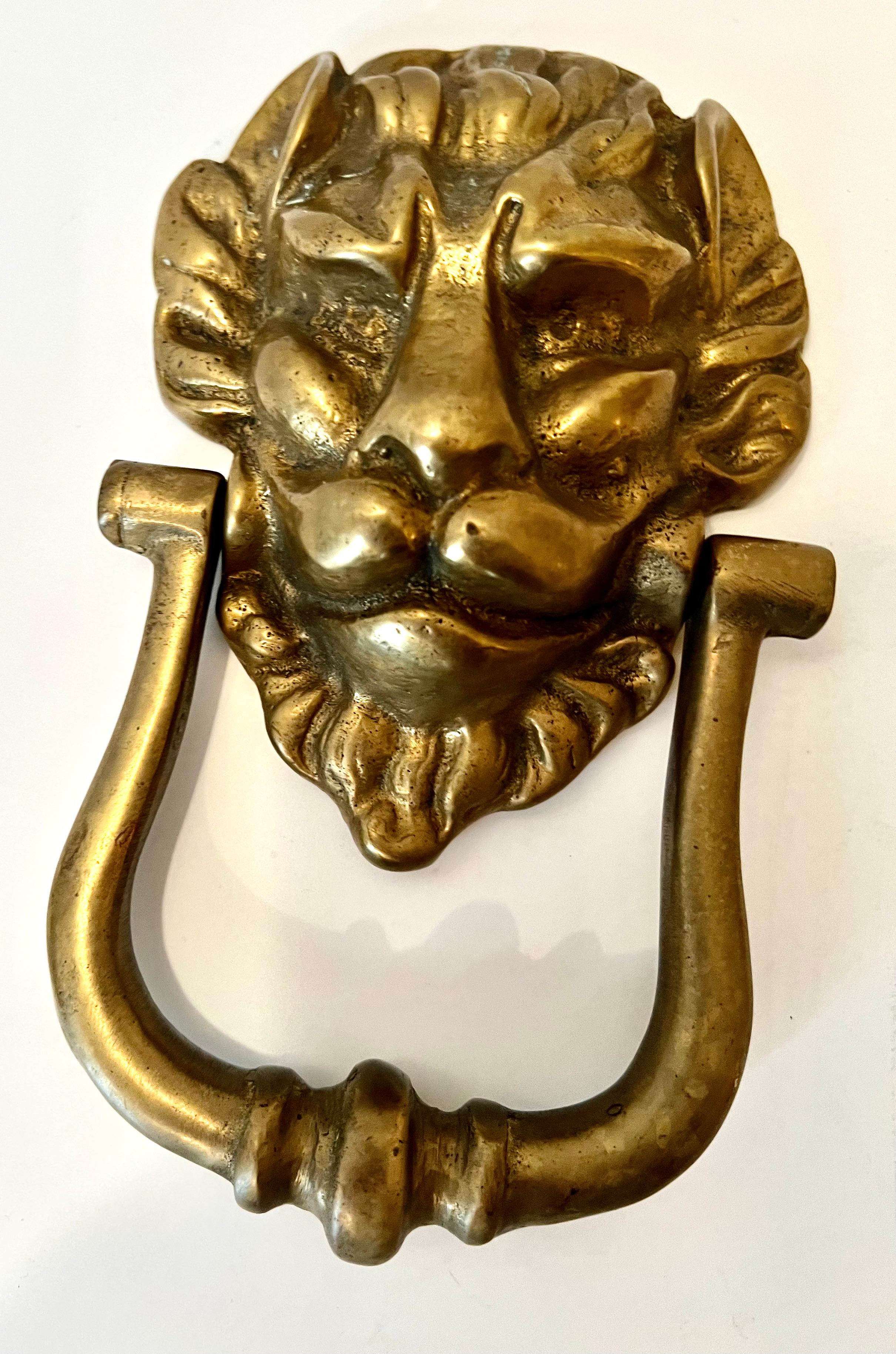 brass lion door knocker antique
