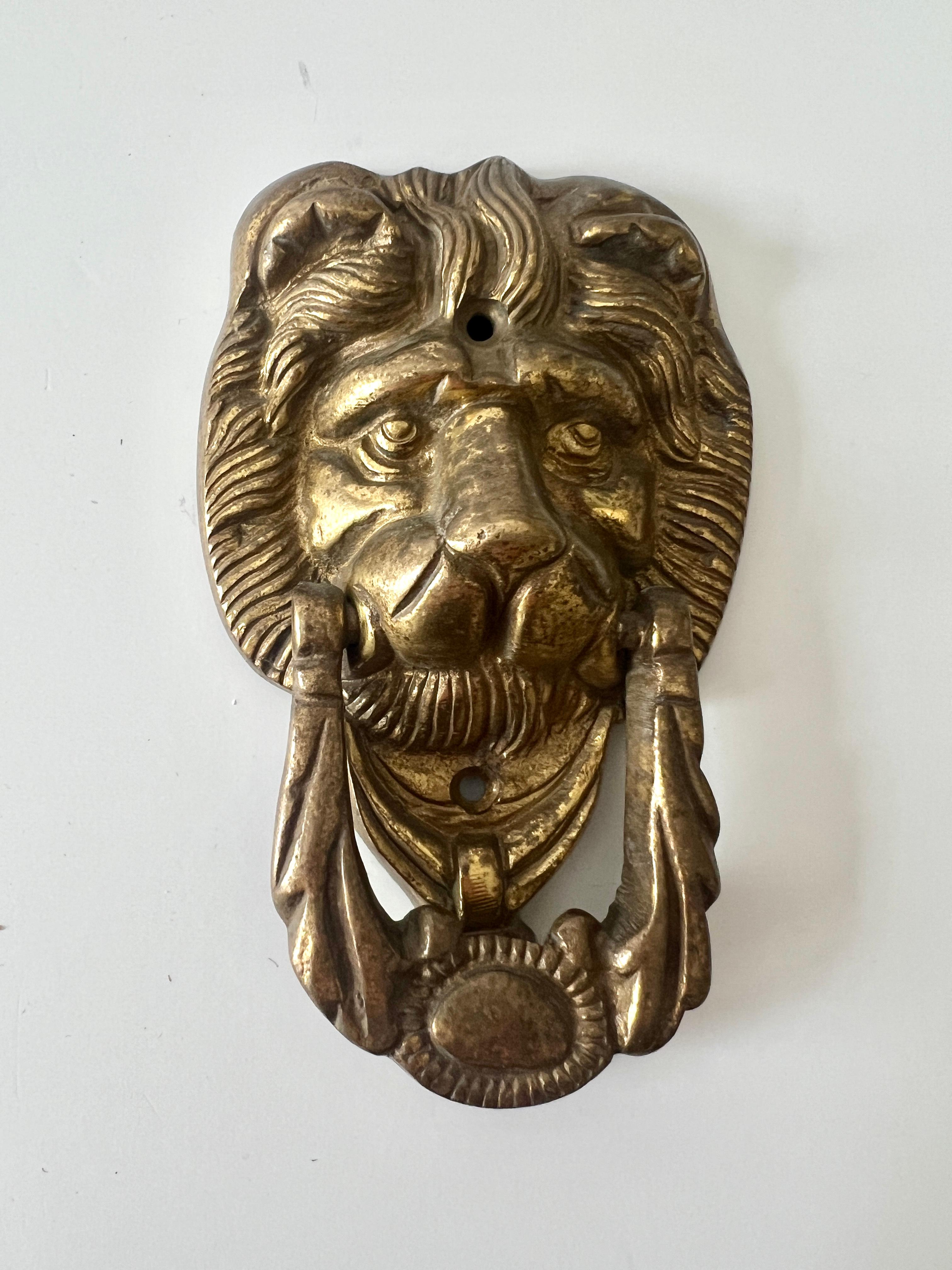 20th Century Solid Brass Lion Door Knocker