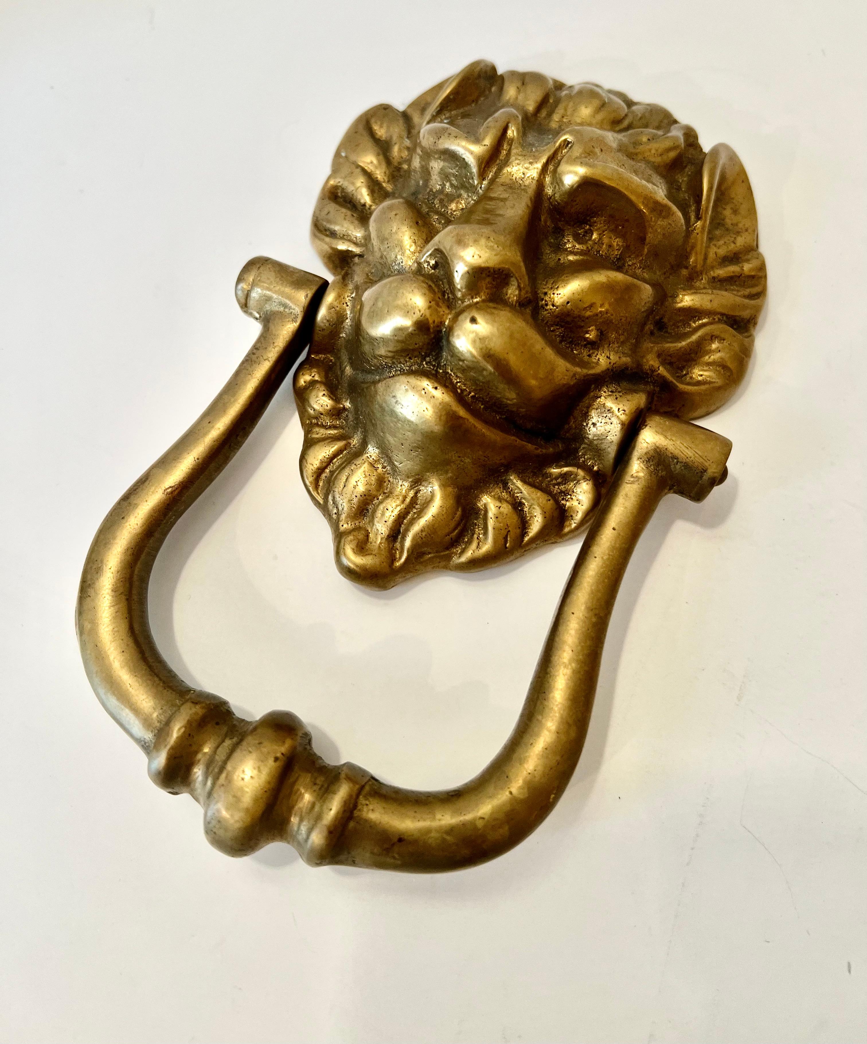 Georgian Solid Brass Lion Door Knocker For Sale