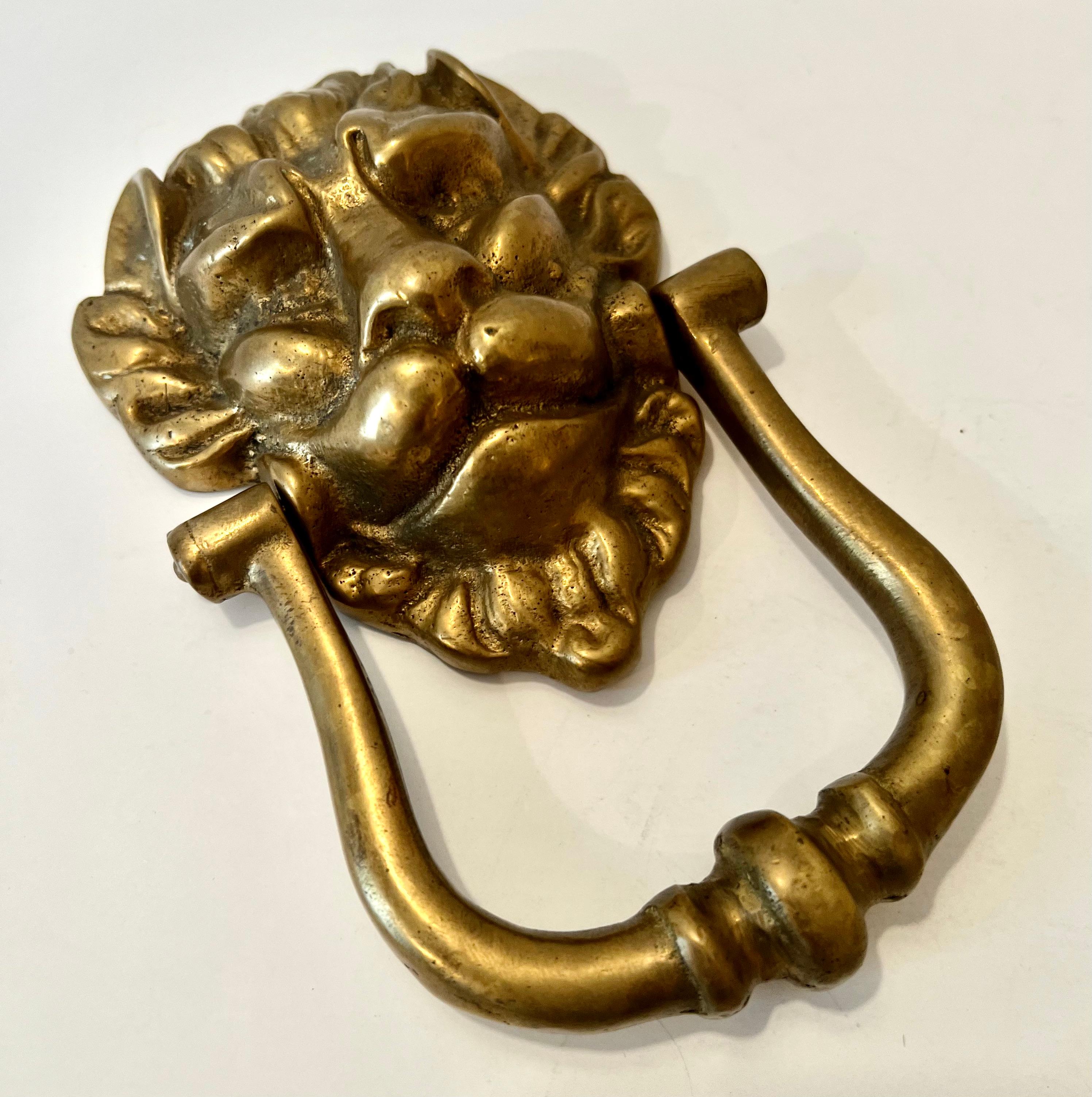 Cast Solid Brass Lion Door Knocker For Sale