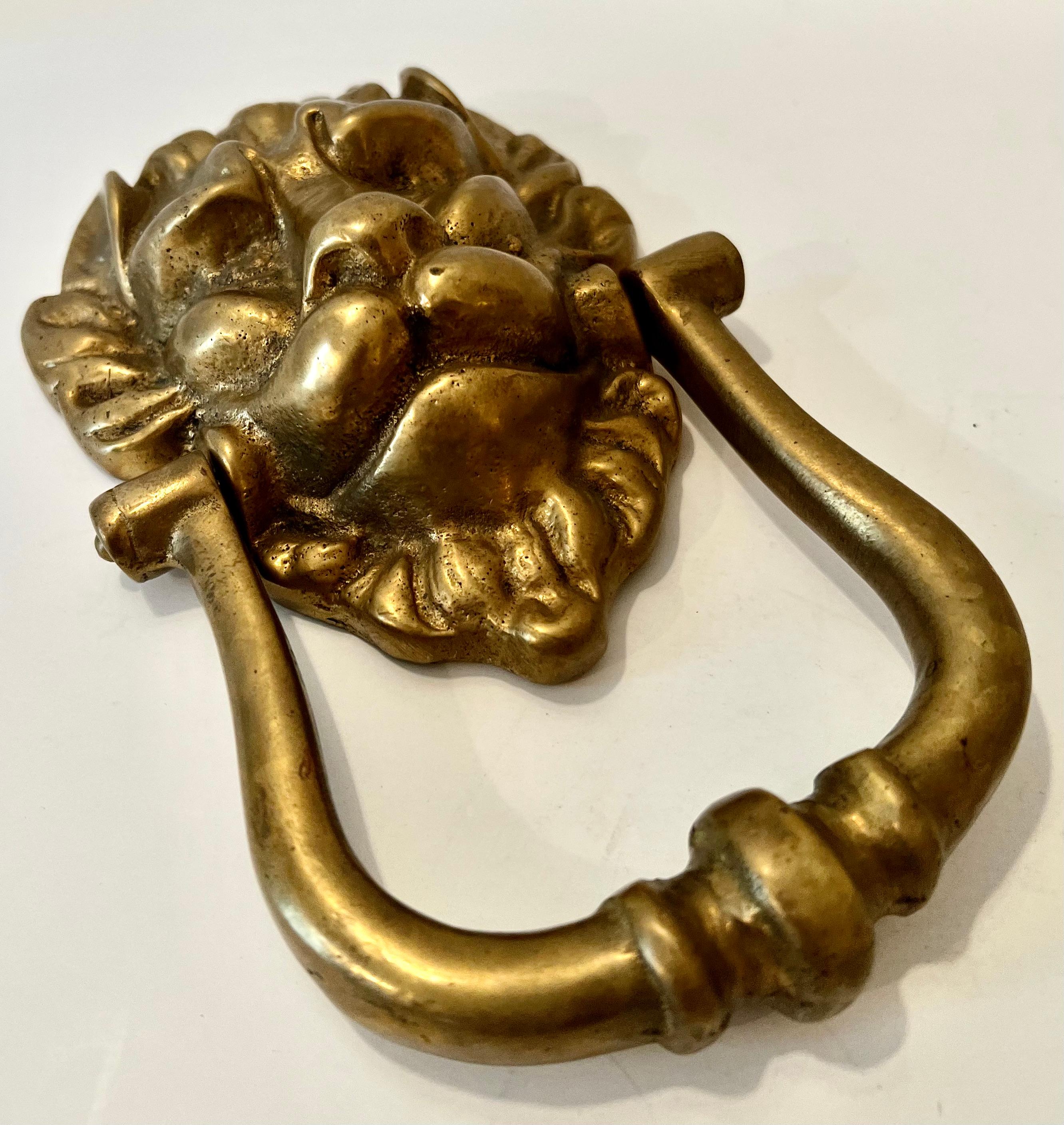 20th Century Solid Brass Lion Door Knocker For Sale