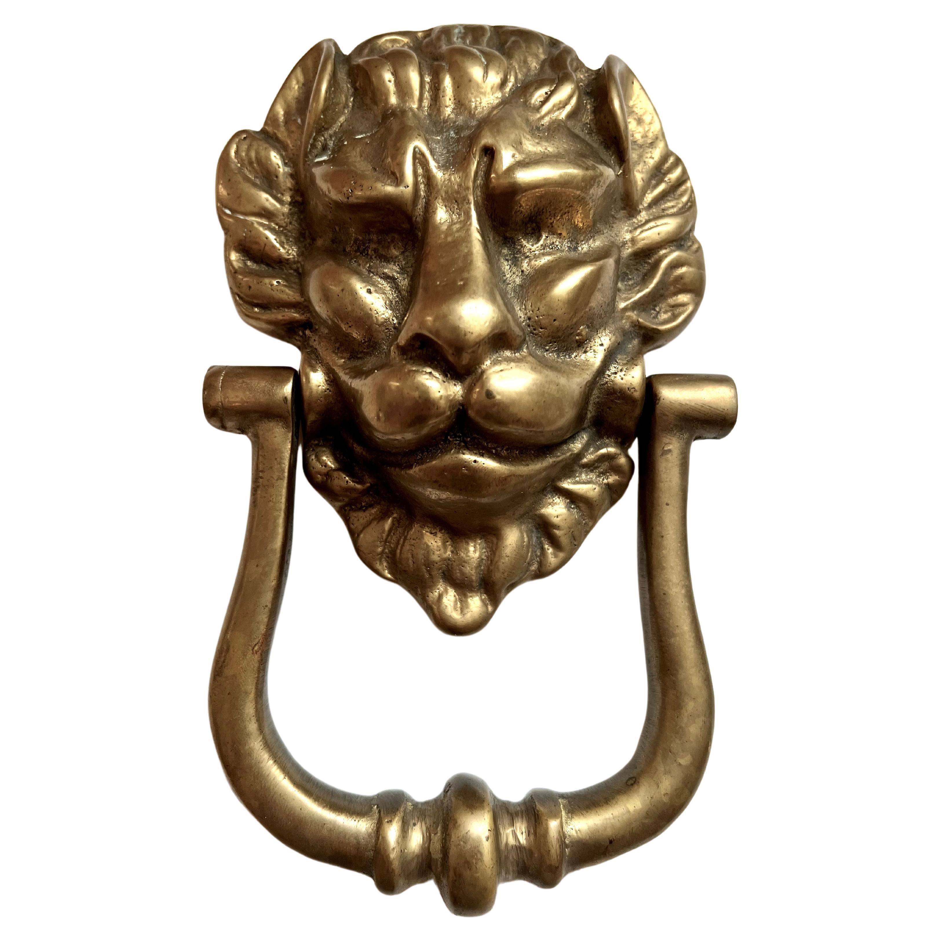 Solid Brass Lion Door Knocker For Sale