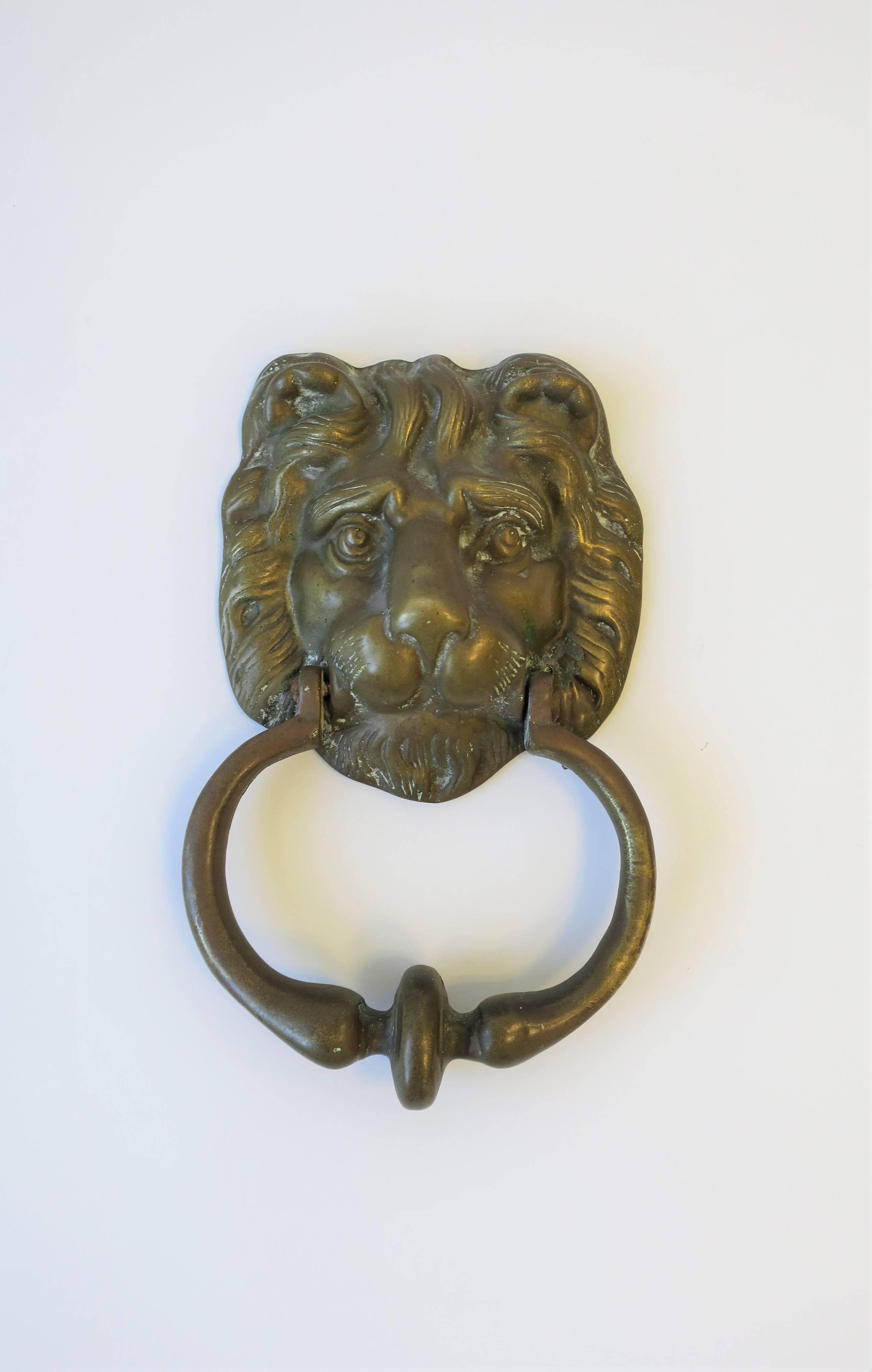 antique brass lion head door knocker