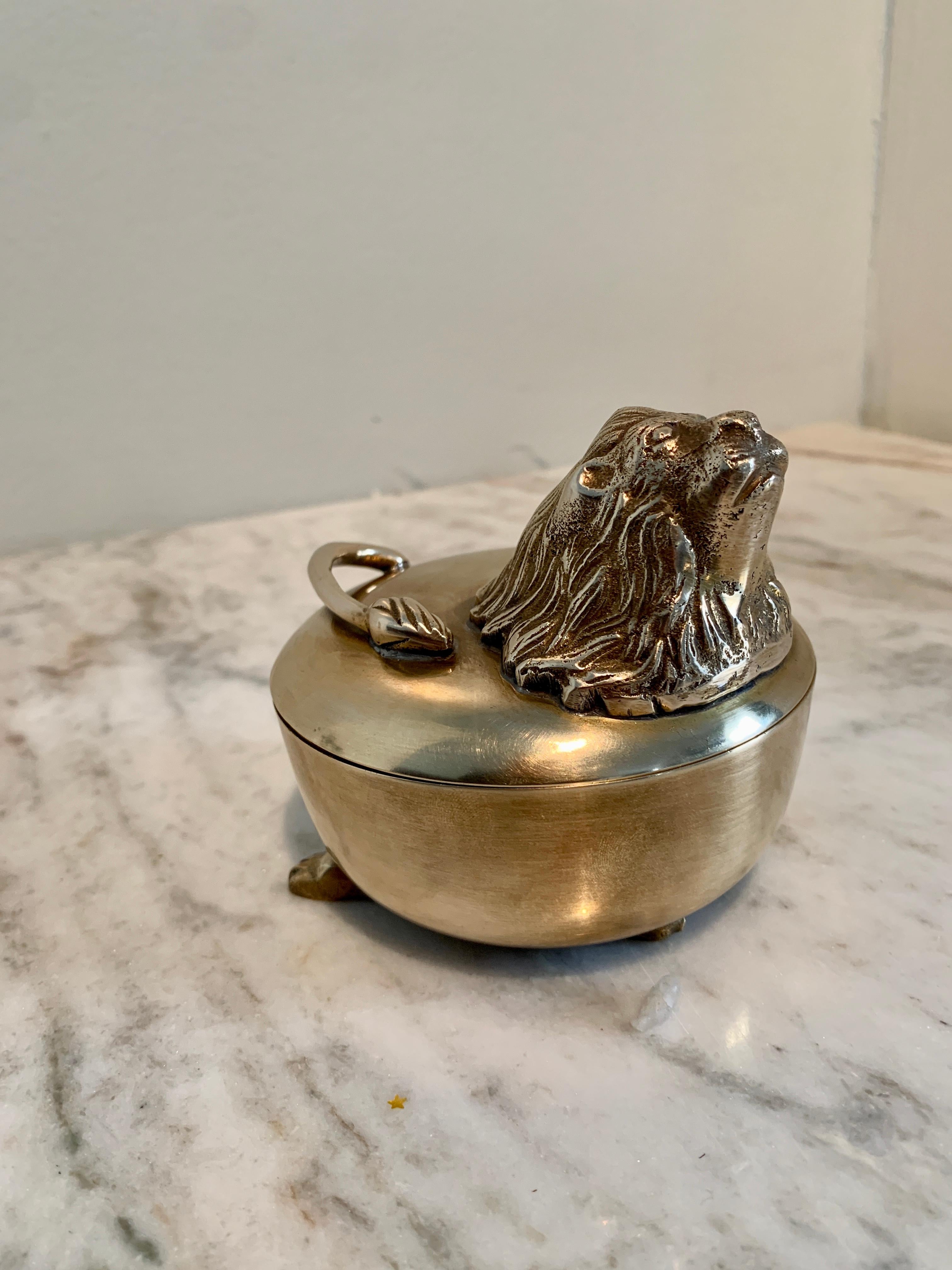 Solid Brass Lion Stash Box with Feet 3