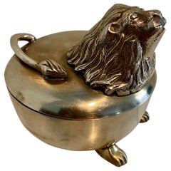 Solid Brass Lion Stash Box with Feet