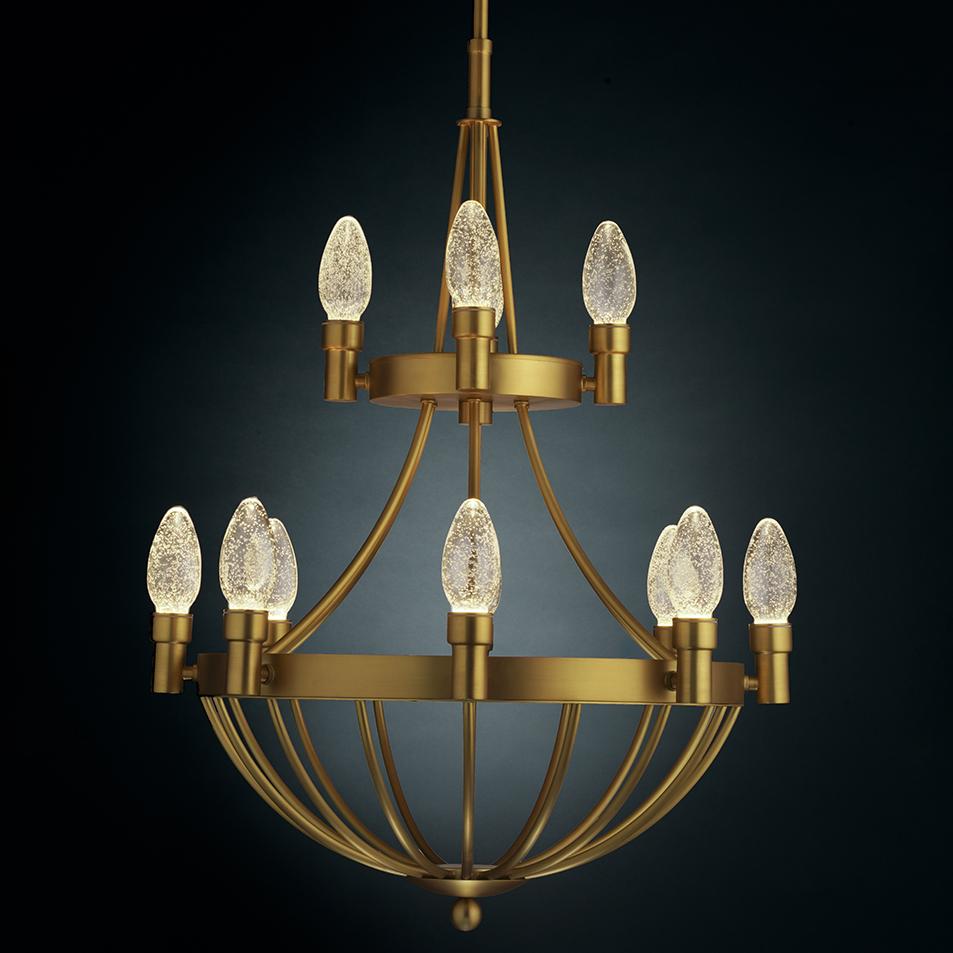 Mid-Century Modern Solid Brass Lyceum Outdoor Pendant Chandelier by Elisterno For Sale