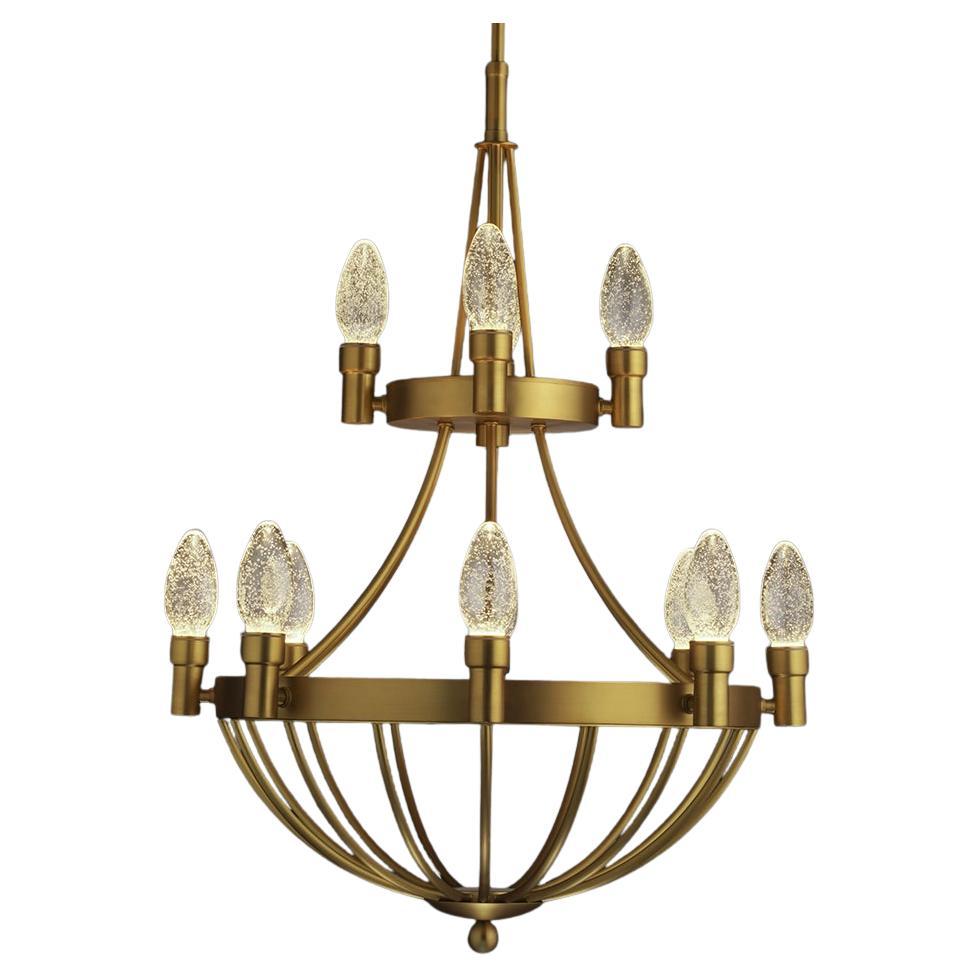 Solid Brass Lyceum Outdoor Pendant Chandelier by Elisterno For Sale