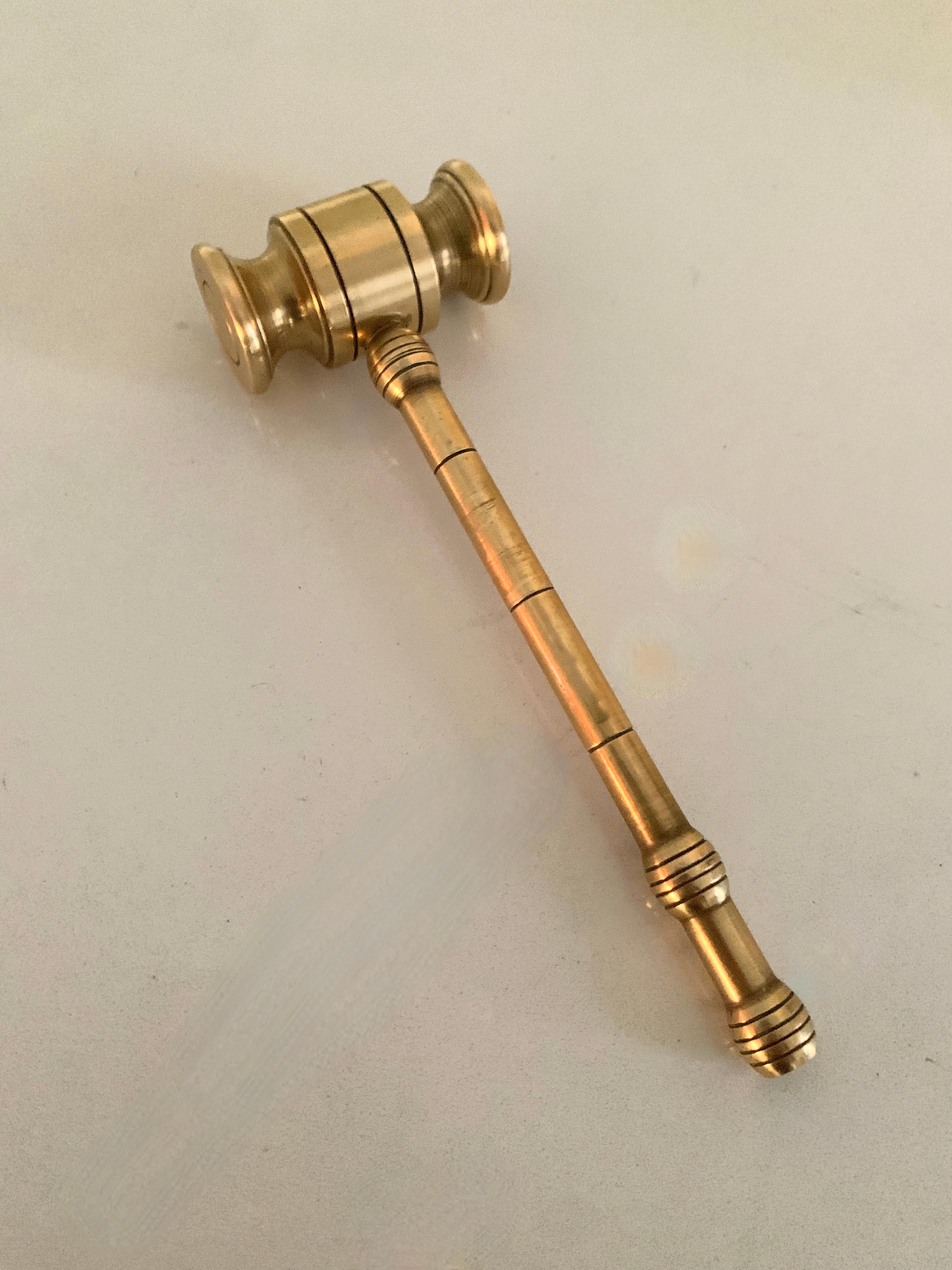 Polished Solid Brass Mallet Paperweight