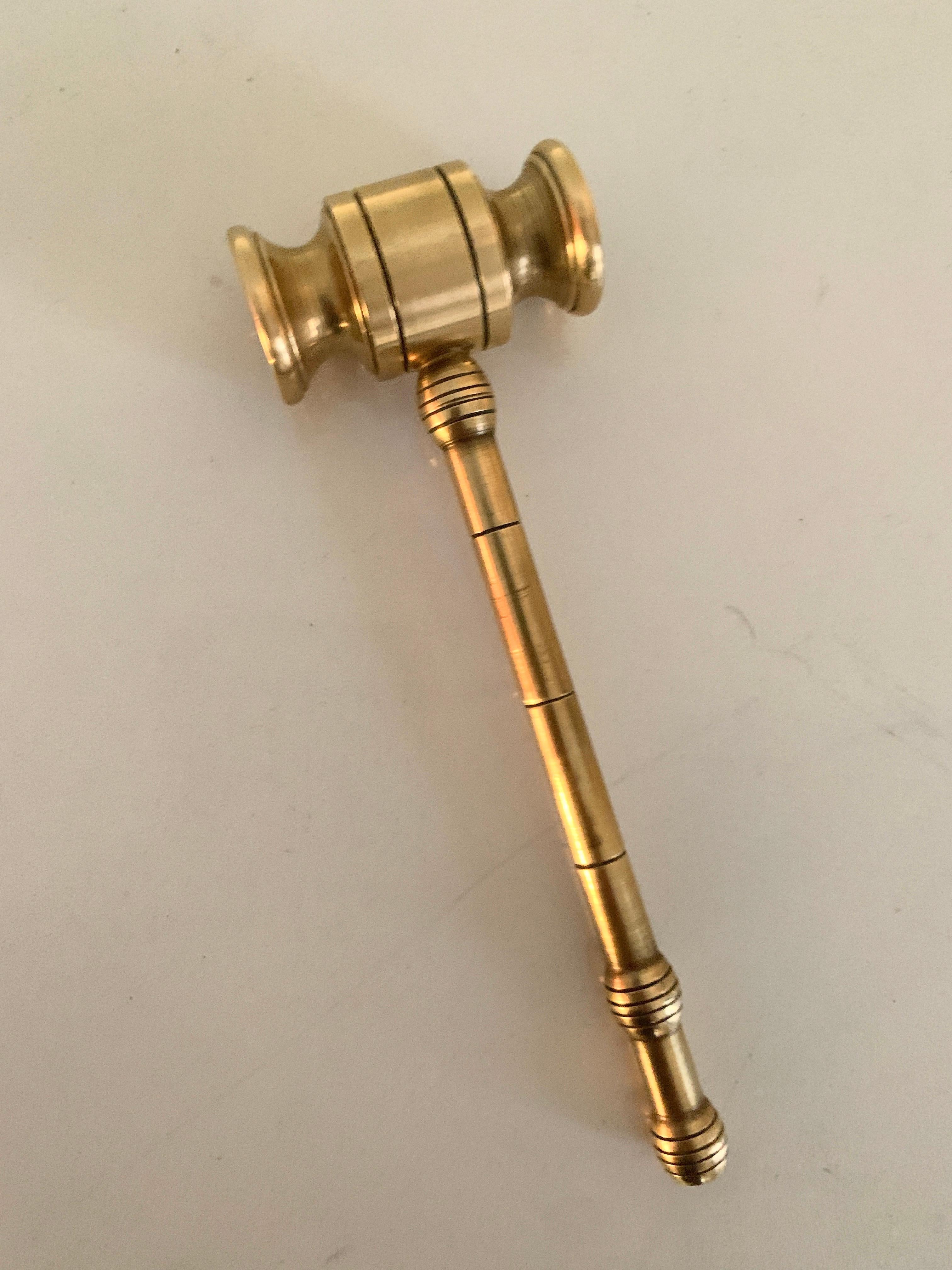 Solid Brass Mallet Paperweight In Good Condition In Los Angeles, CA