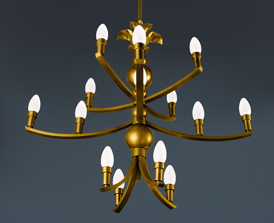 Hollywood Regency Lampadario per esterni Maluhia in ottone massiccio di Elisterno in vendita