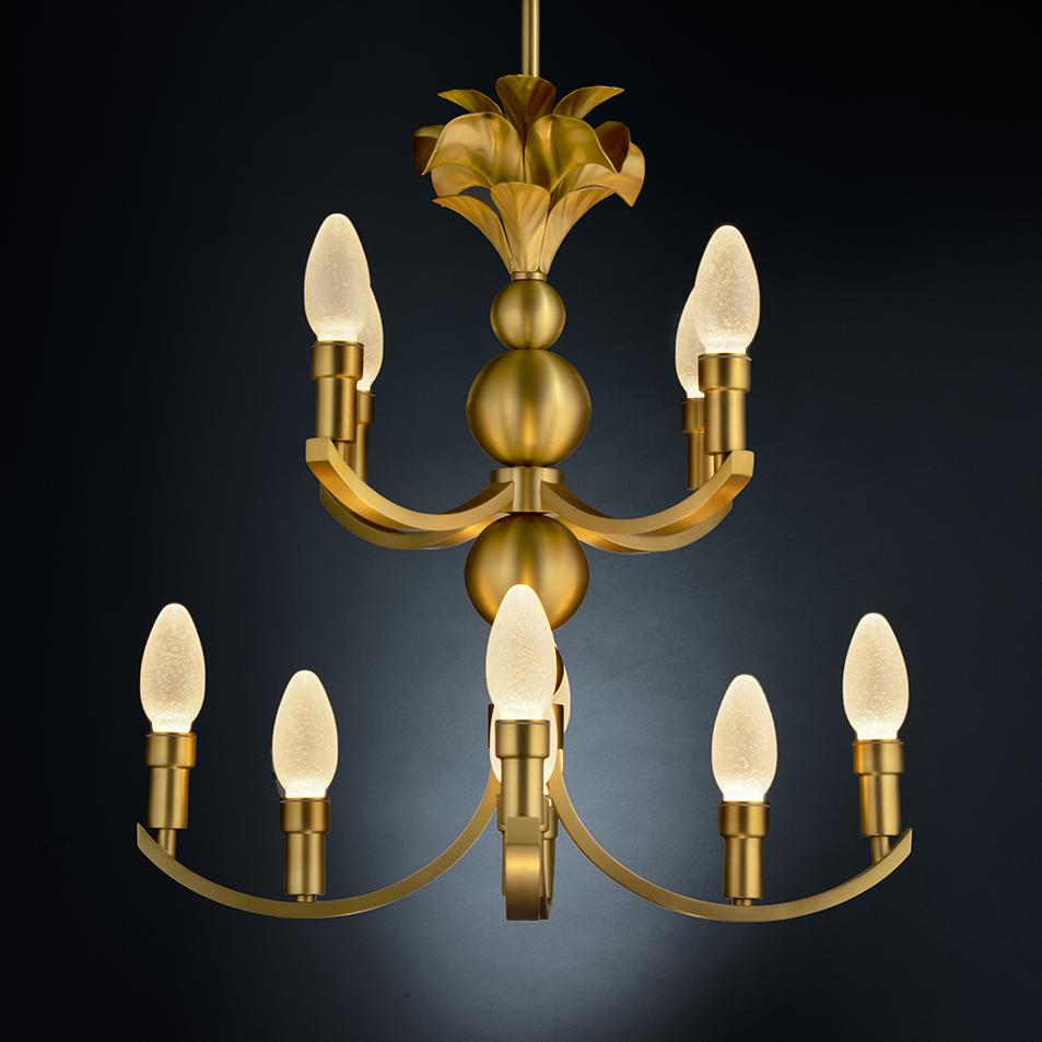 Chinese Solid Brass Maluhia Outdoor Pendant Chandelier by Elisterno For Sale