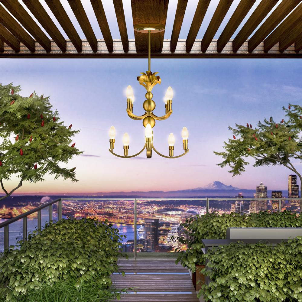 Contemporary Solid Brass Maluhia Outdoor Pendant Chandelier by Elisterno For Sale